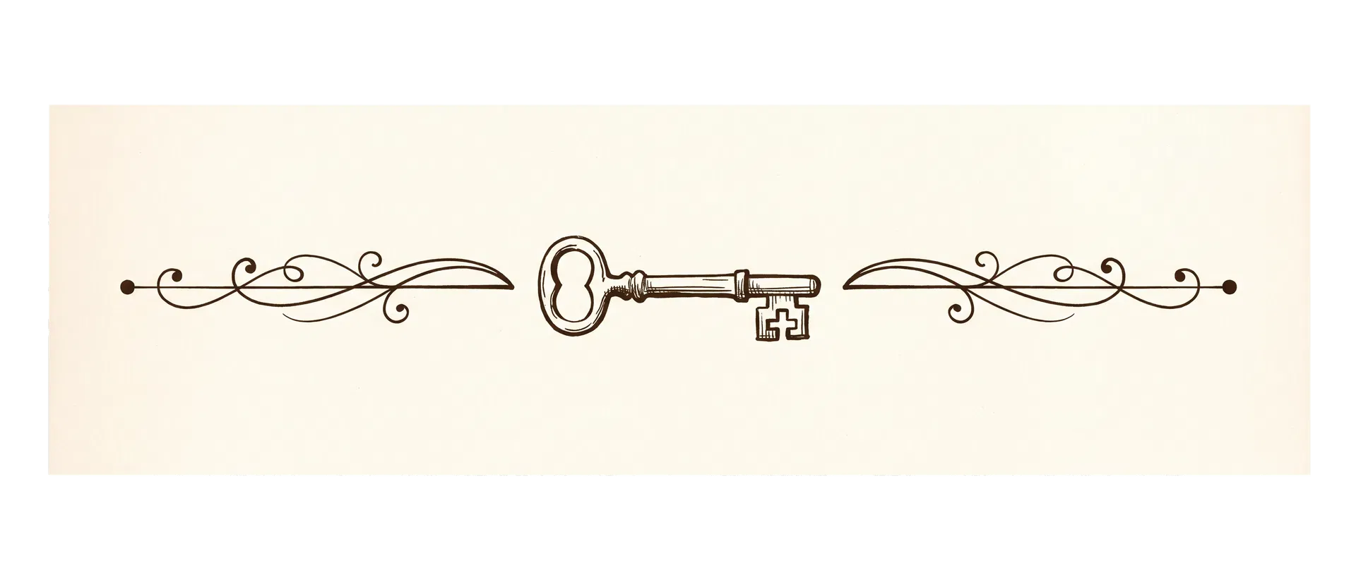 Decorative hand-drawn skeleton-key chapter divider ornament