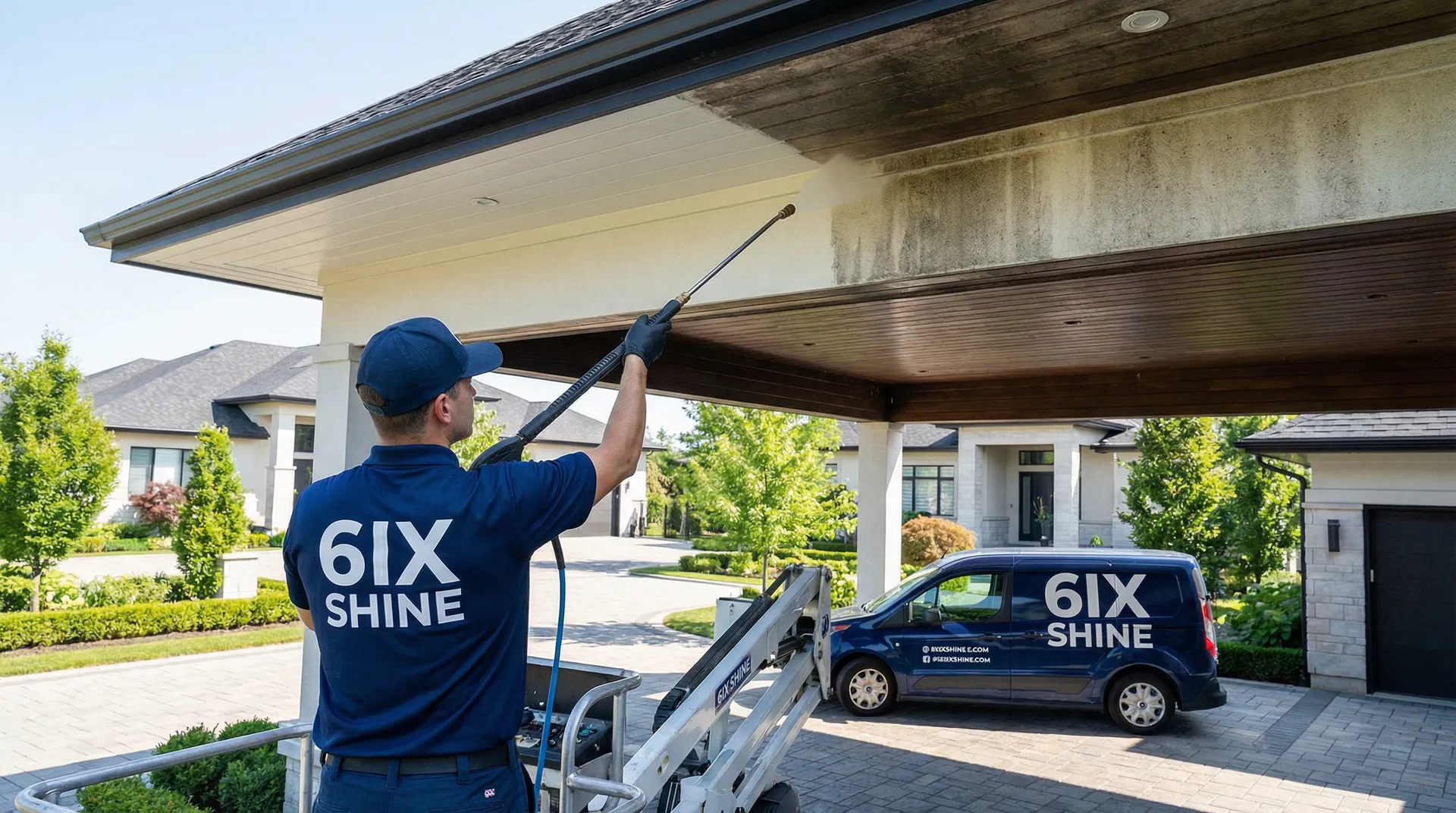 Professional ceiling and soffit cleaning service by 6ix Shine