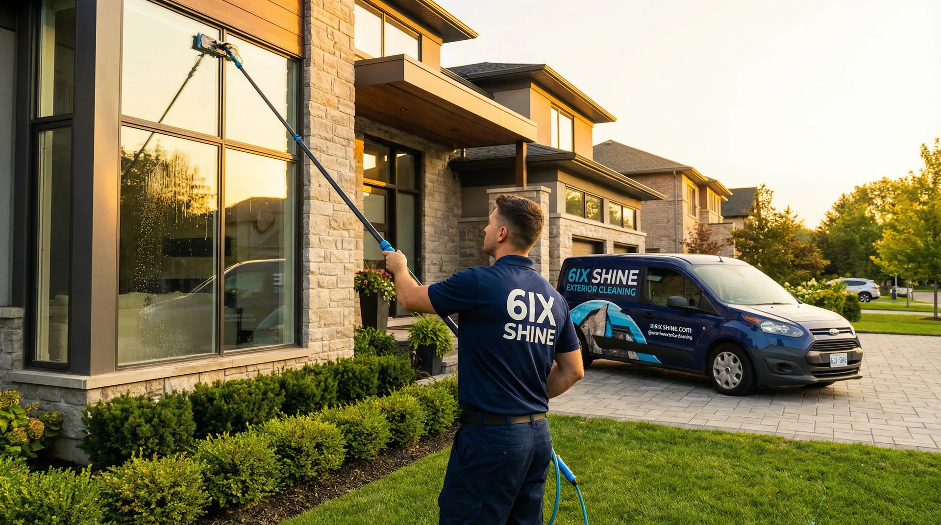 6ix Shine professional window cleaning service on luxury home