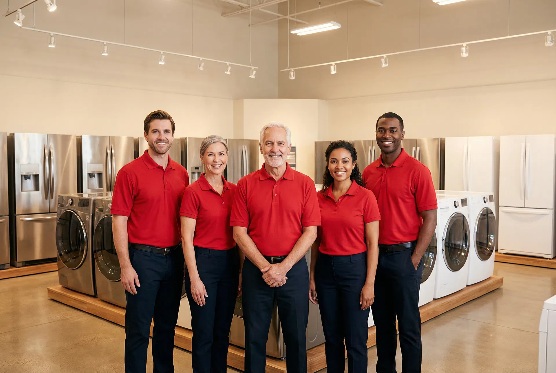 SMS Appliances team of certified technicians and sales professionals in Calgary showroom