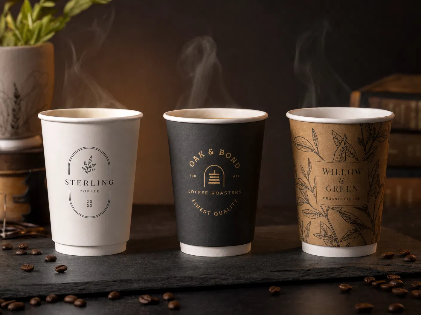 Custom printed double wall paper cups with brand logos — CupsPak flexo printing