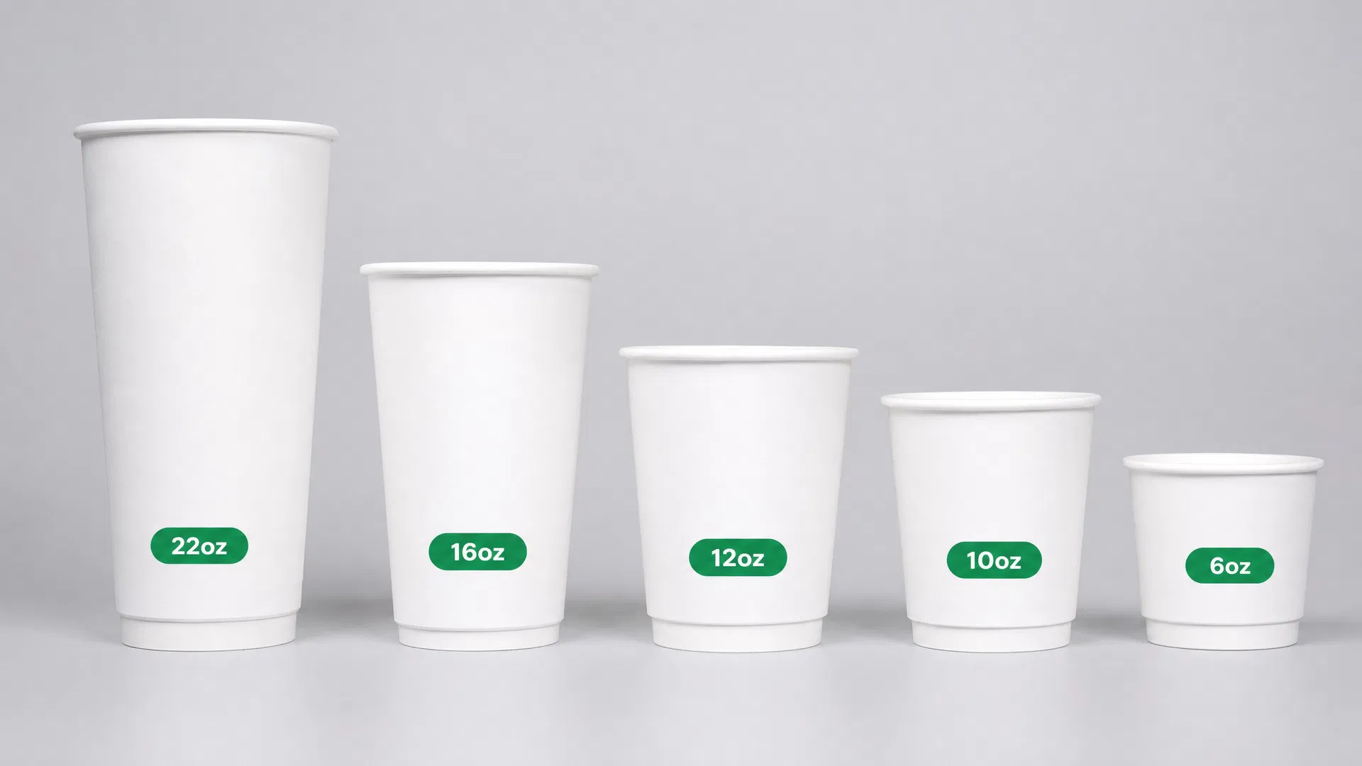 Double wall paper cup size range 6oz to 22oz — CupsPak size guide for wholesale buyers