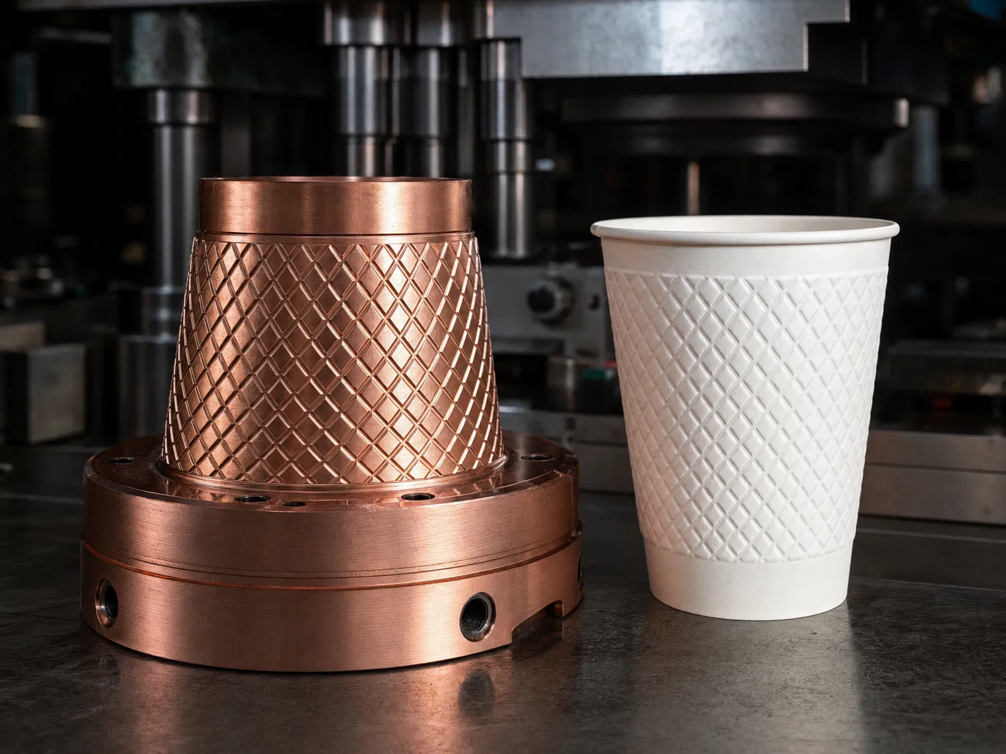Embossed paper cup mold process — custom copper mold for 3D texture