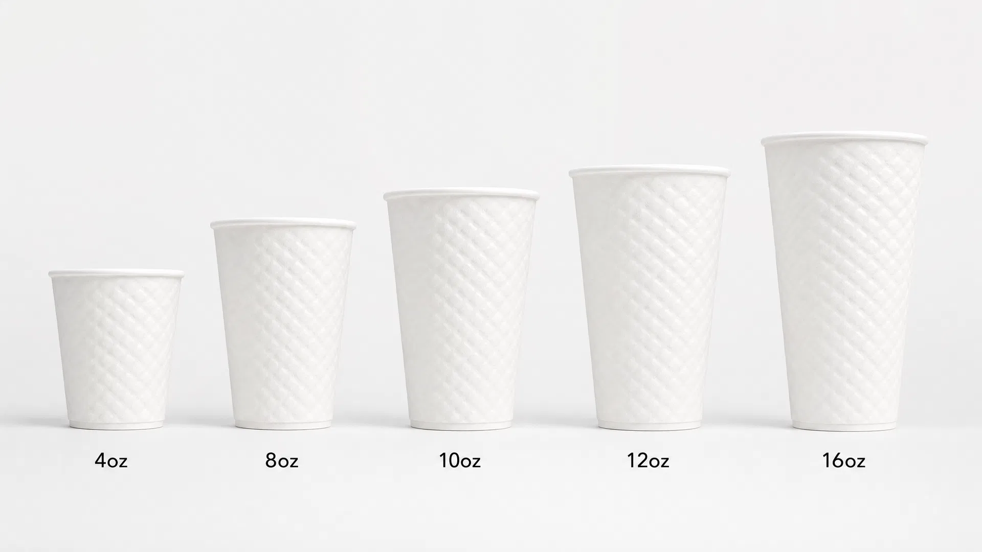 Embossed paper cup size range 4oz to 20oz — CupsPak size guide