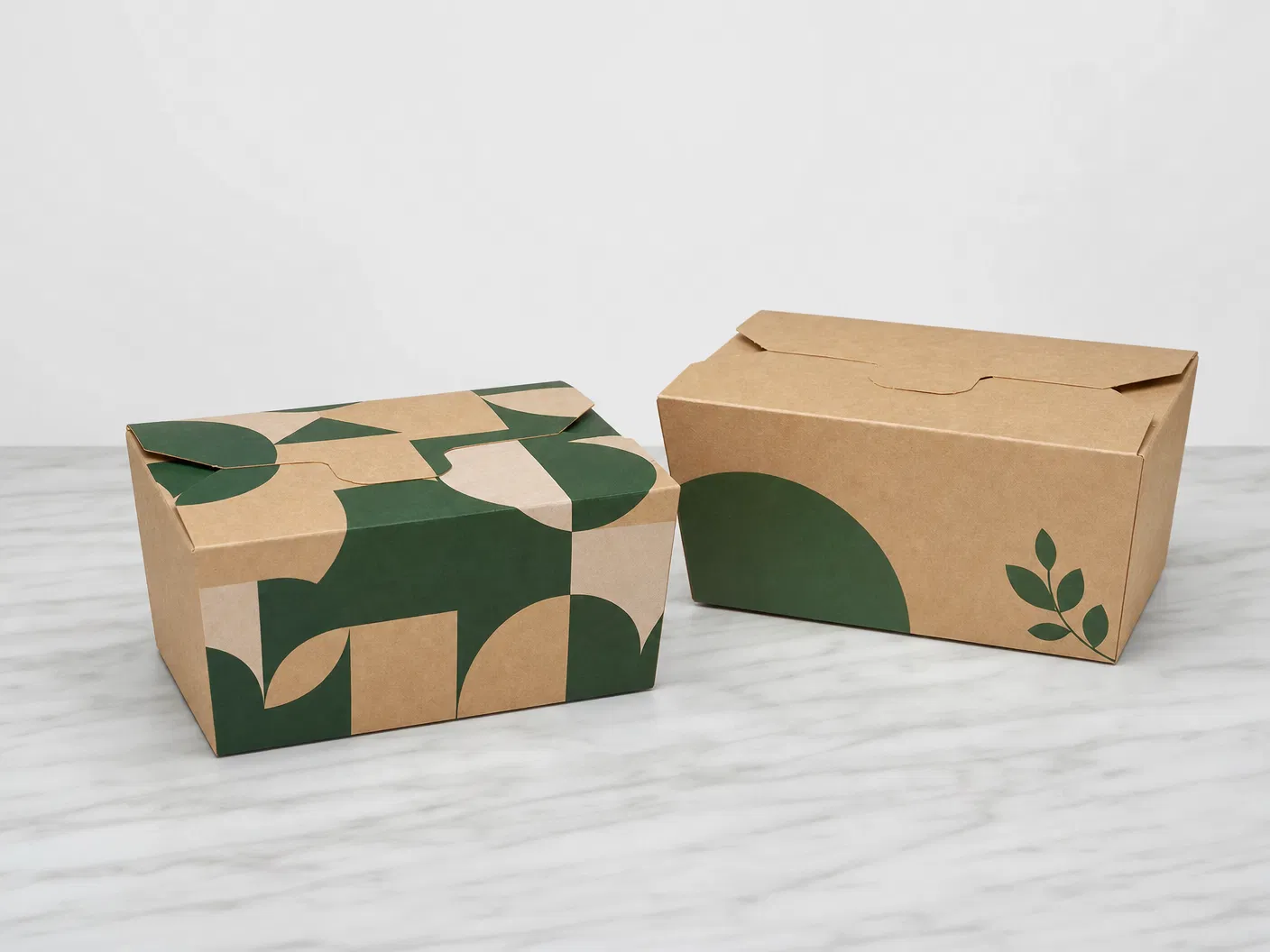 Custom printed kraft paper takeout boxes with restaurant logo -- wholesale supplier CupsPak