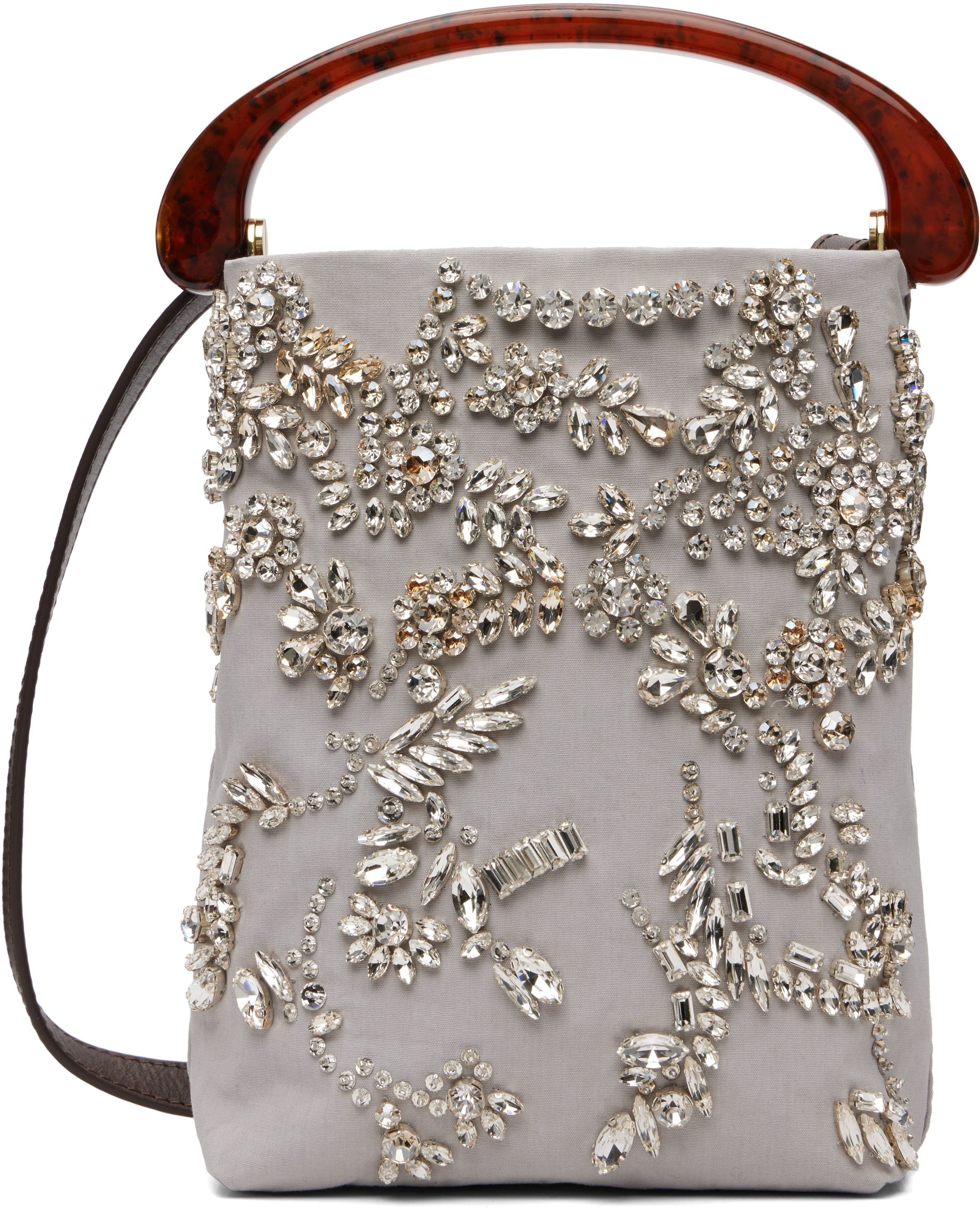 Dries Van Noten Gray Micro Embellished Bag