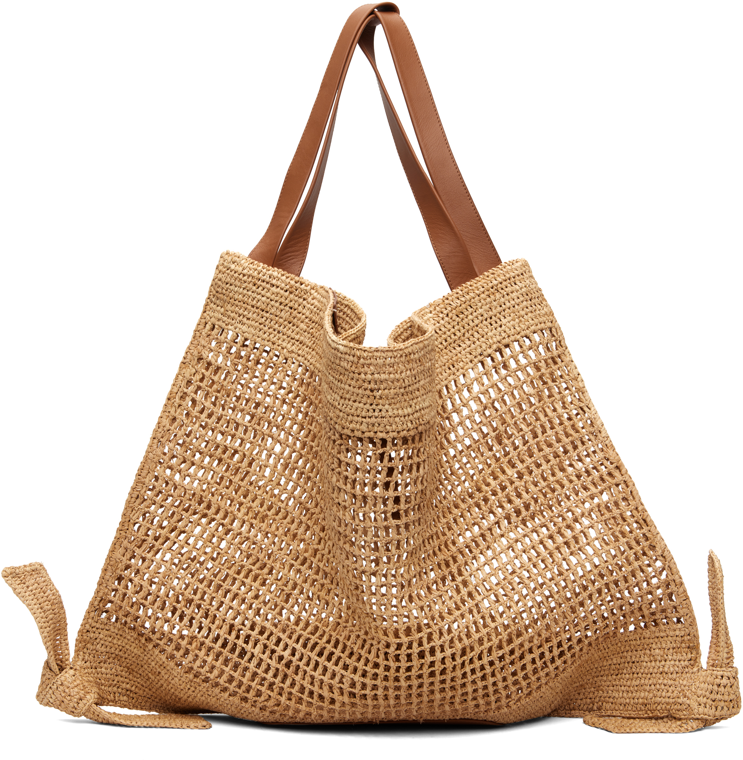 HEREU Beige Cador Raffia Mesh Tote