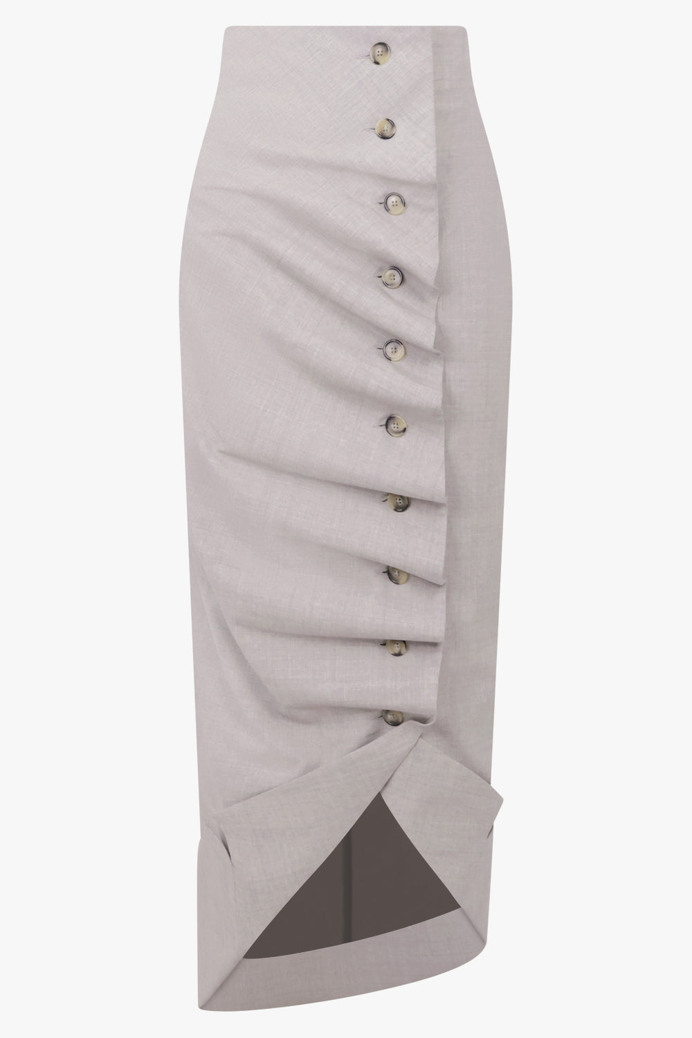 AWAKE MODE Asymmetric Jacket Collar Hem Skirt | Light Grey Melange
