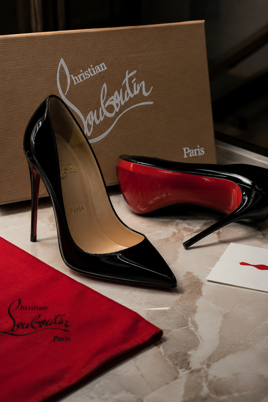 Christian Louboutin Black Patent Leather Stiletto Pumps — Pointed