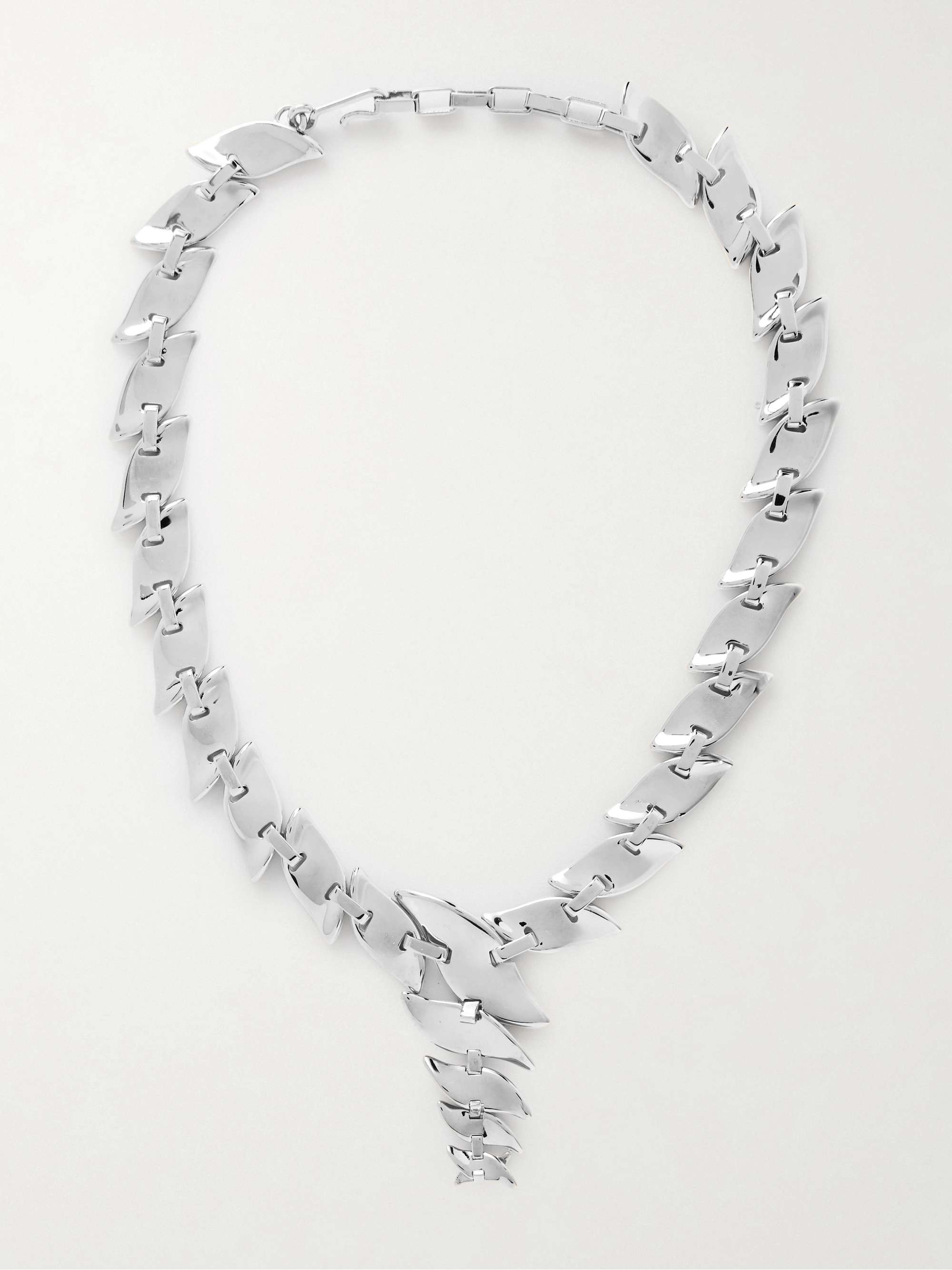 KHAITE Leaf silver-tone necklace