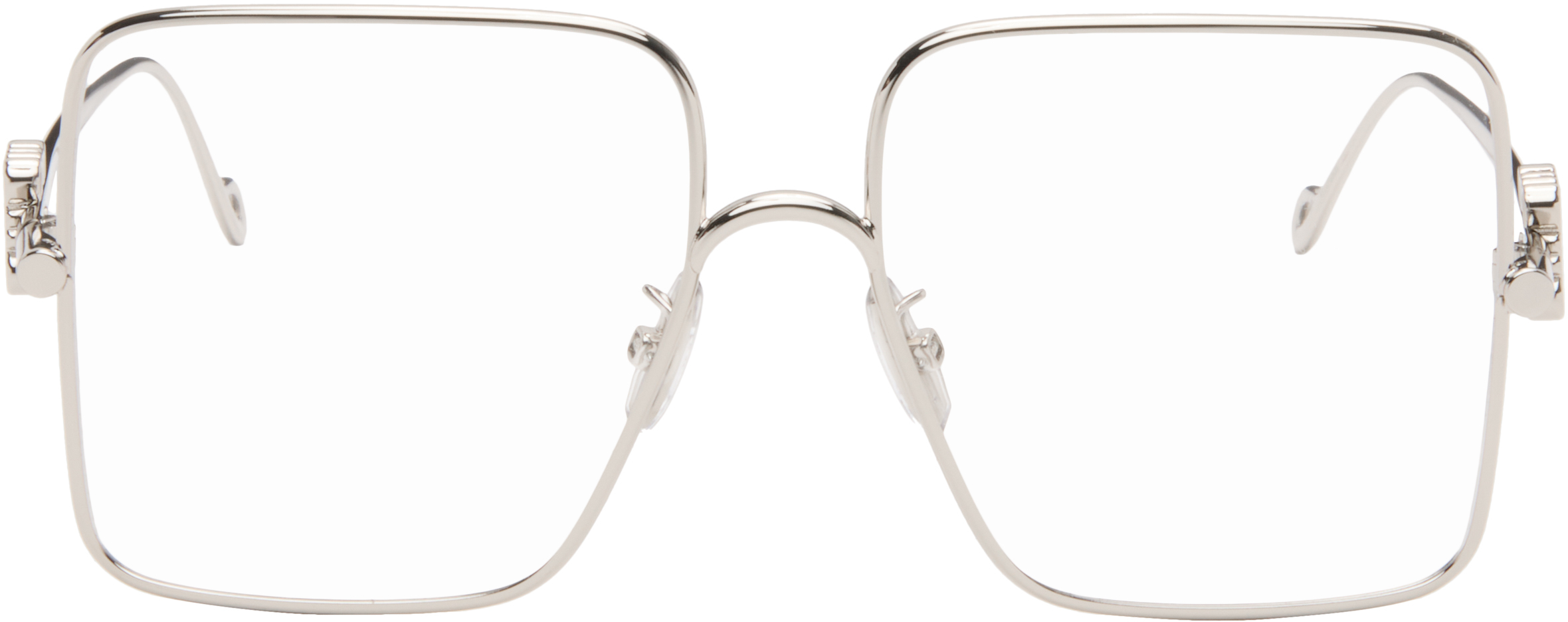 LOEWE Silver Oversize Square Retro Titanium Glasses