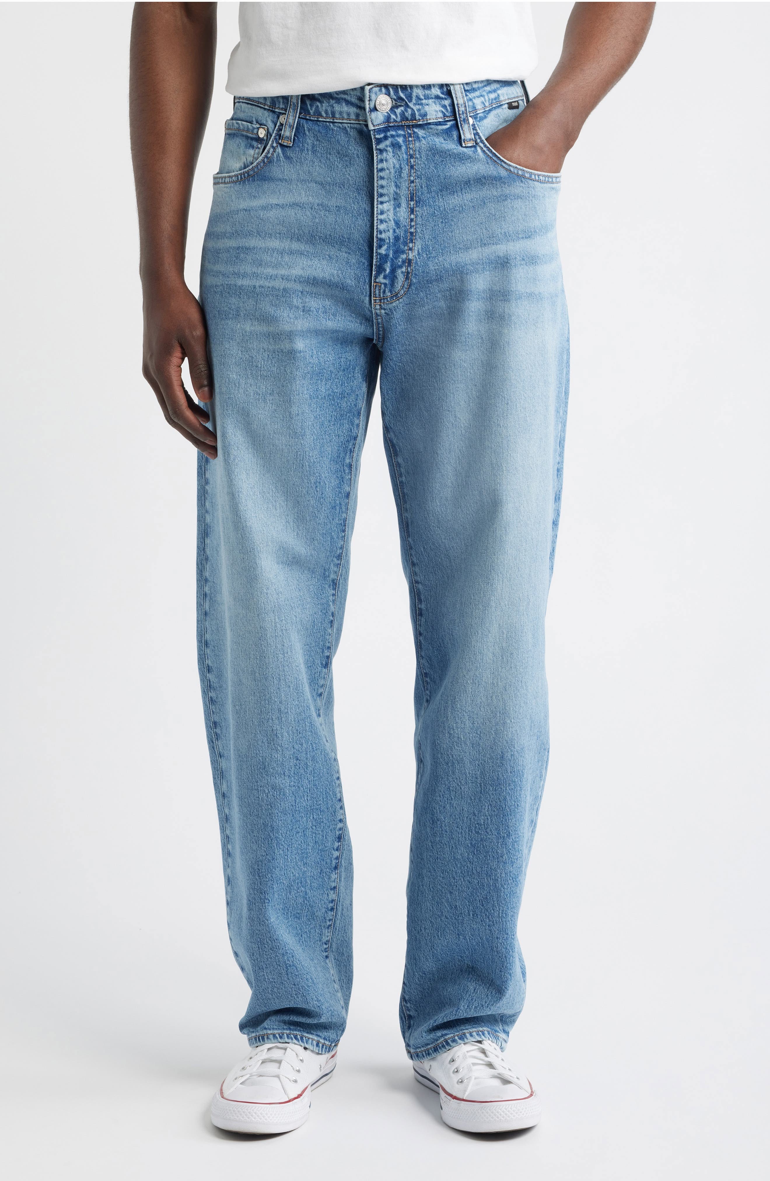 Mavi Light Blue Wash Jeans — 5-pocket Styling, Button Fly, Light
