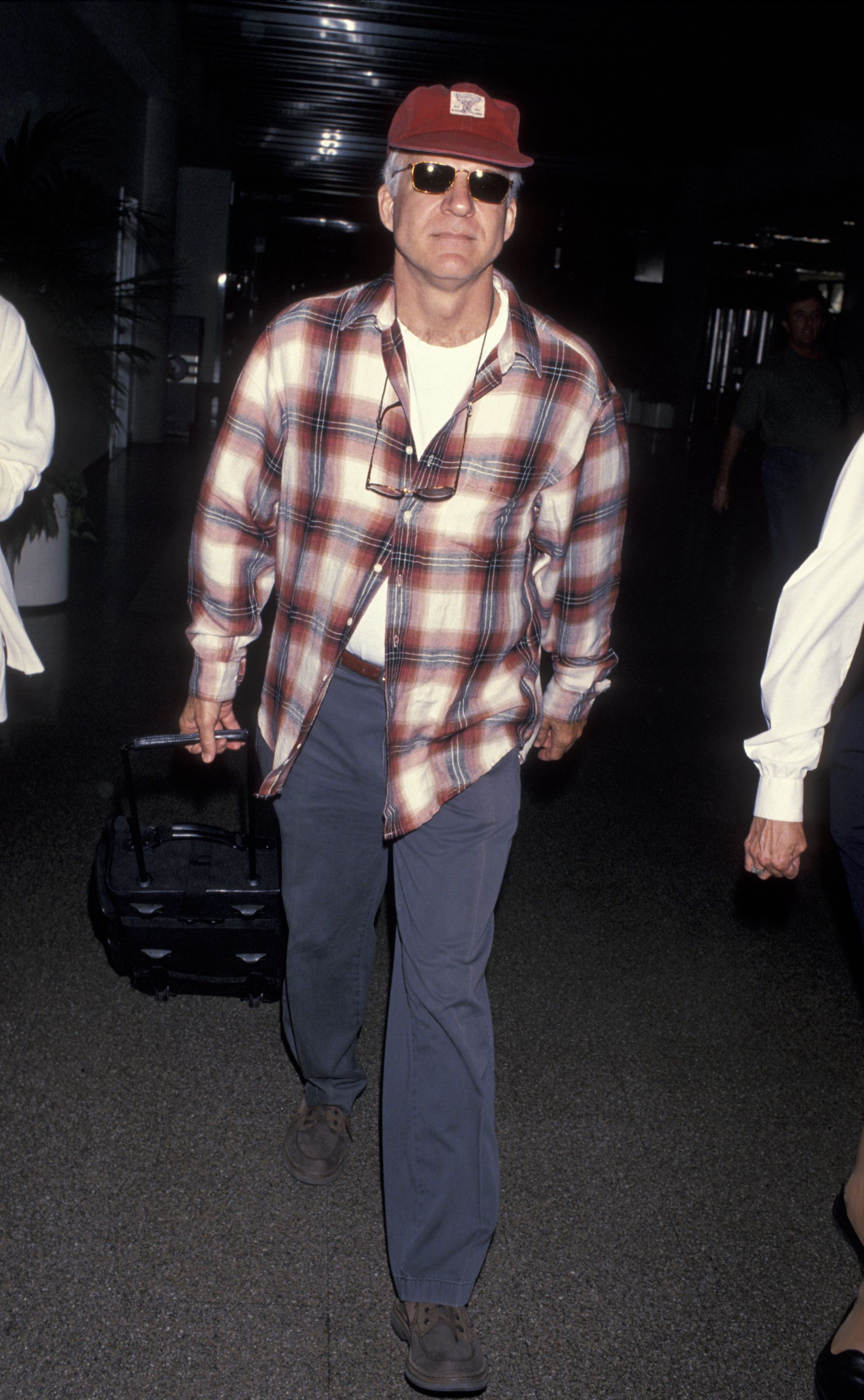 Steve Martin Red and White Plaid Flannel Shirt — Long Sleeves