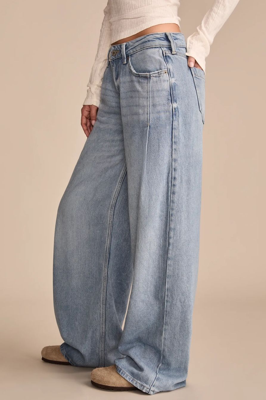 PLEATED LIQUID DENIM LUXE PALAZZO