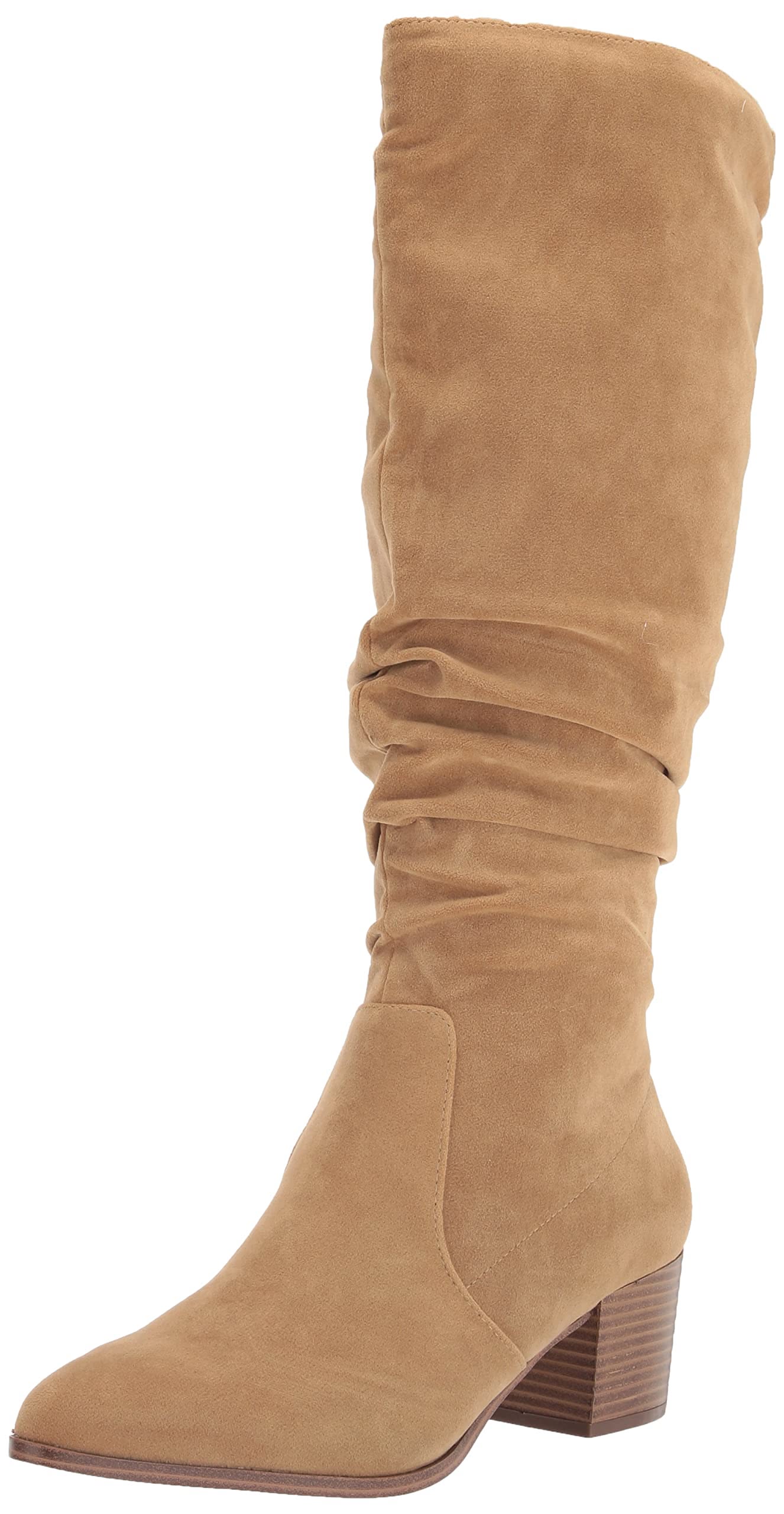 Amazon Essentials Camel Brown Knee High Boots — Pointed Toe, Stacked