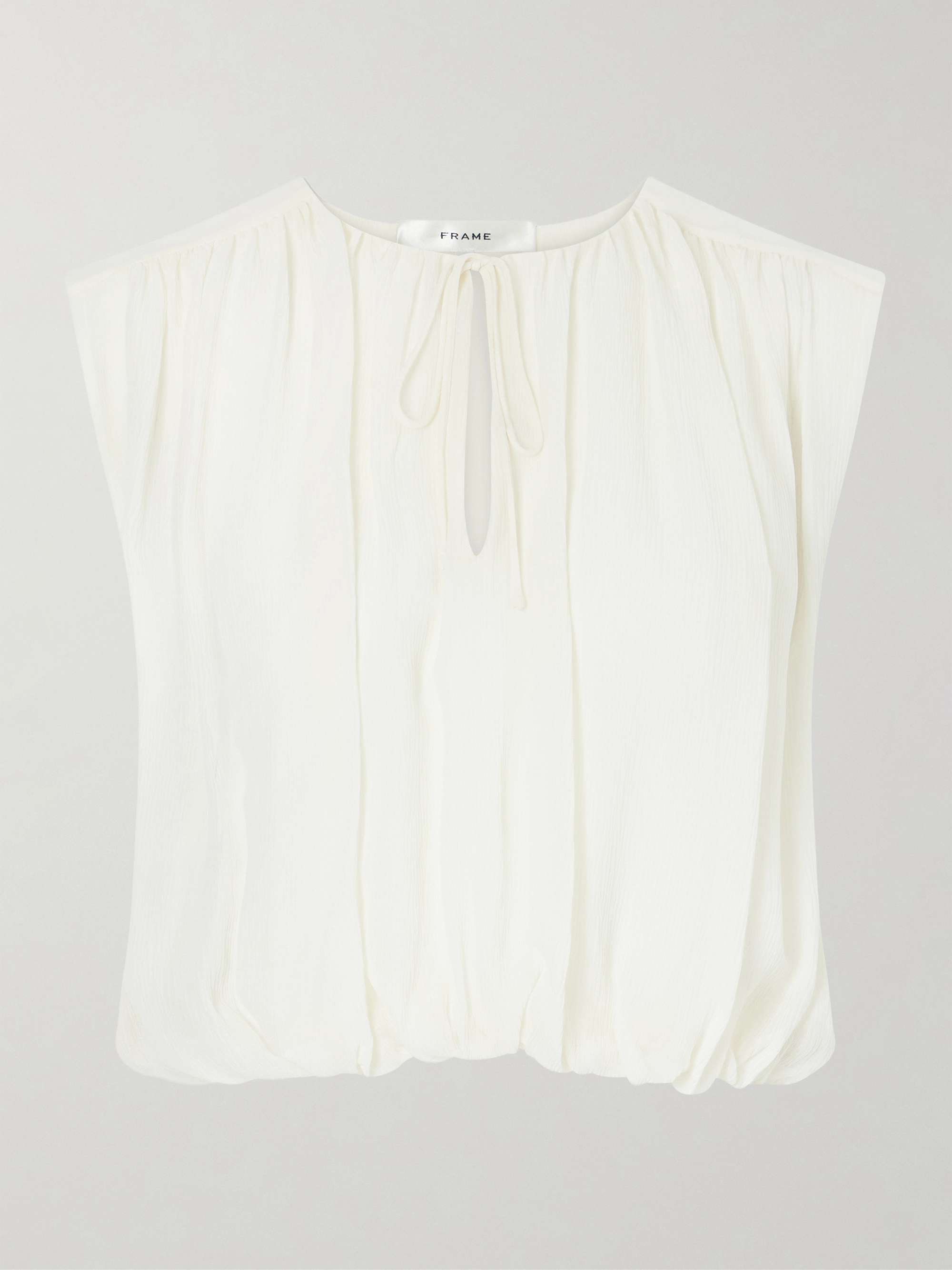 FRAME Wave cropped silk top