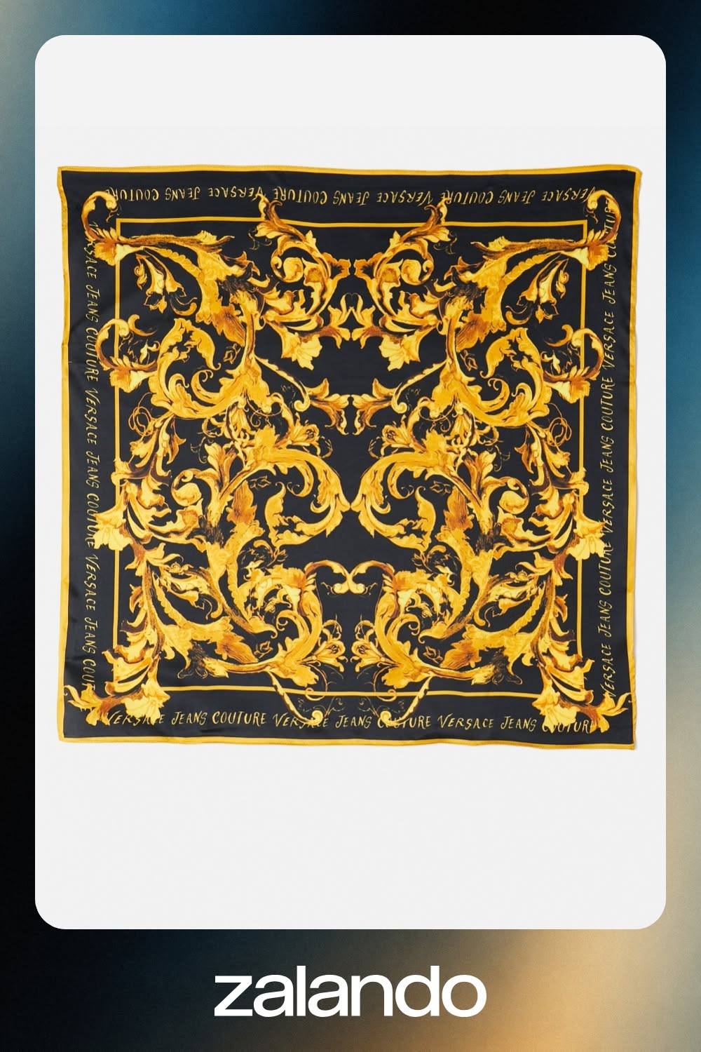 Versace Jeans Couture Black and Gold Scarf — Baroque Scrollwork, Gold