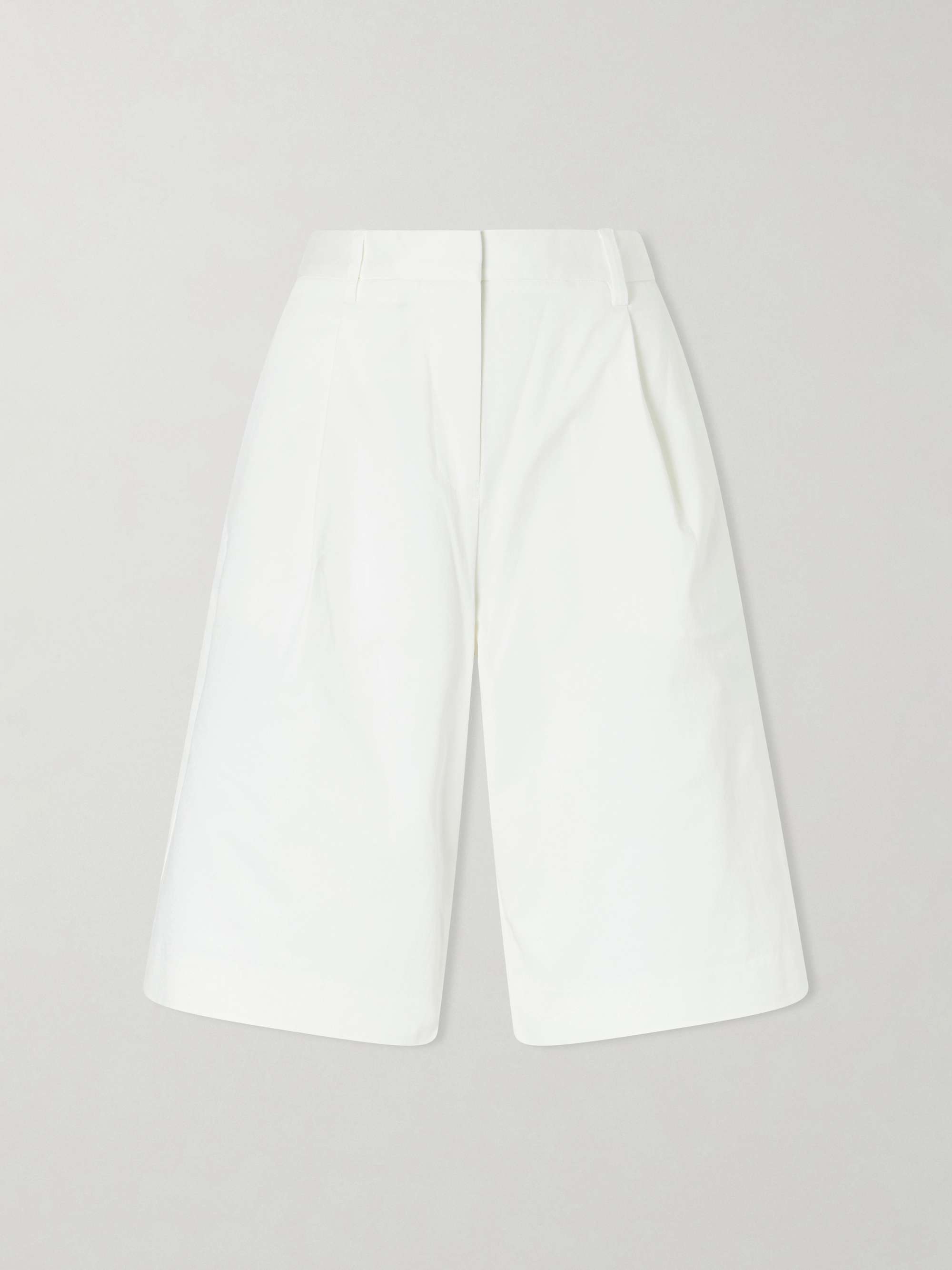 MATTEAU Pleated organic cotton-blend twill shorts