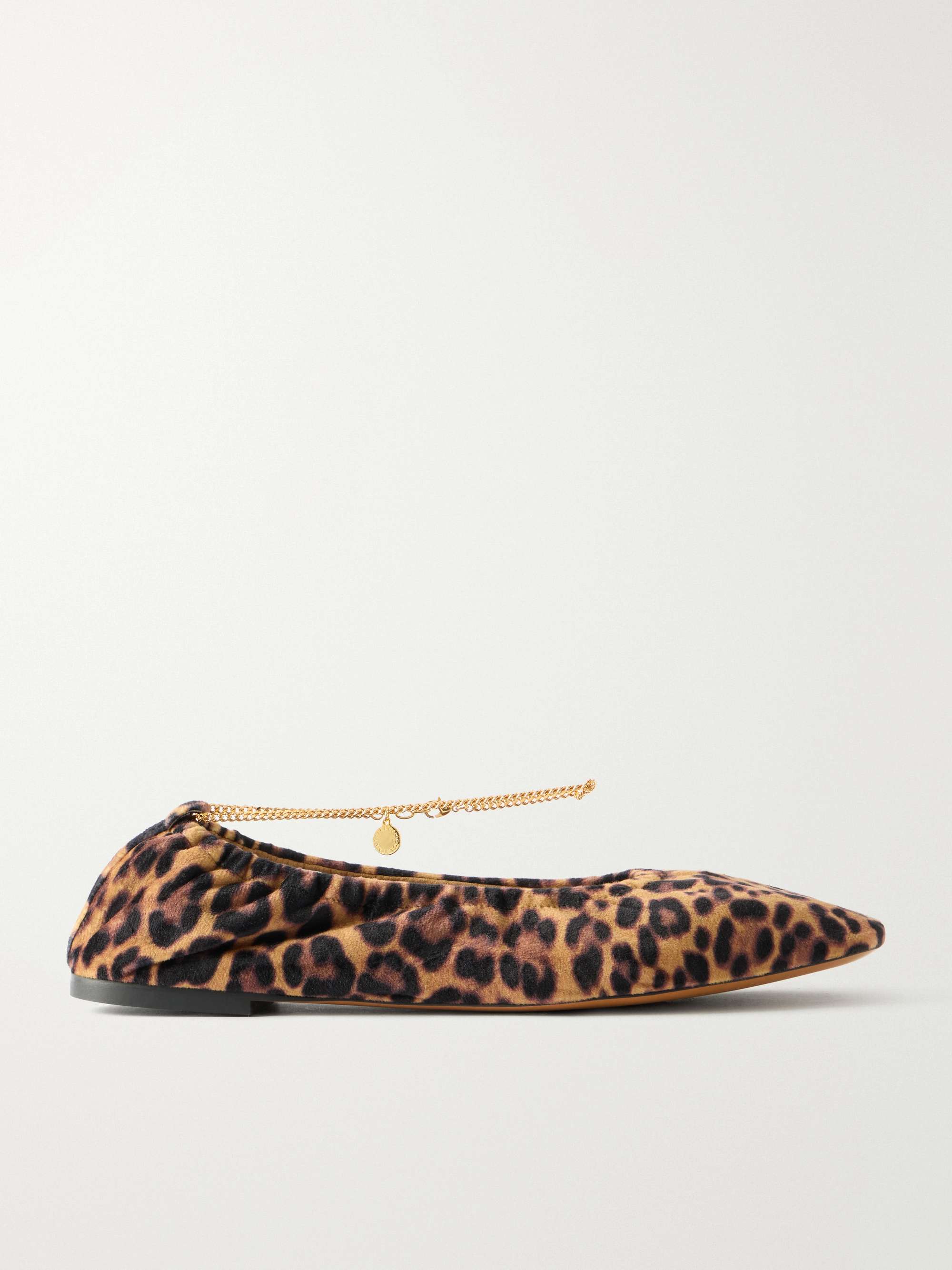 STELLA MCCARTNEY Embellished leopard-print velvet ballerina flats
