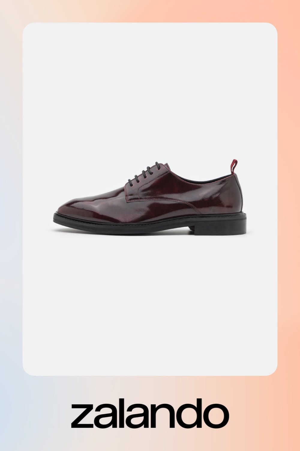 Zign Bordeaux Patent Derby Shoes — Lace-up Closure, Round Toe, Black