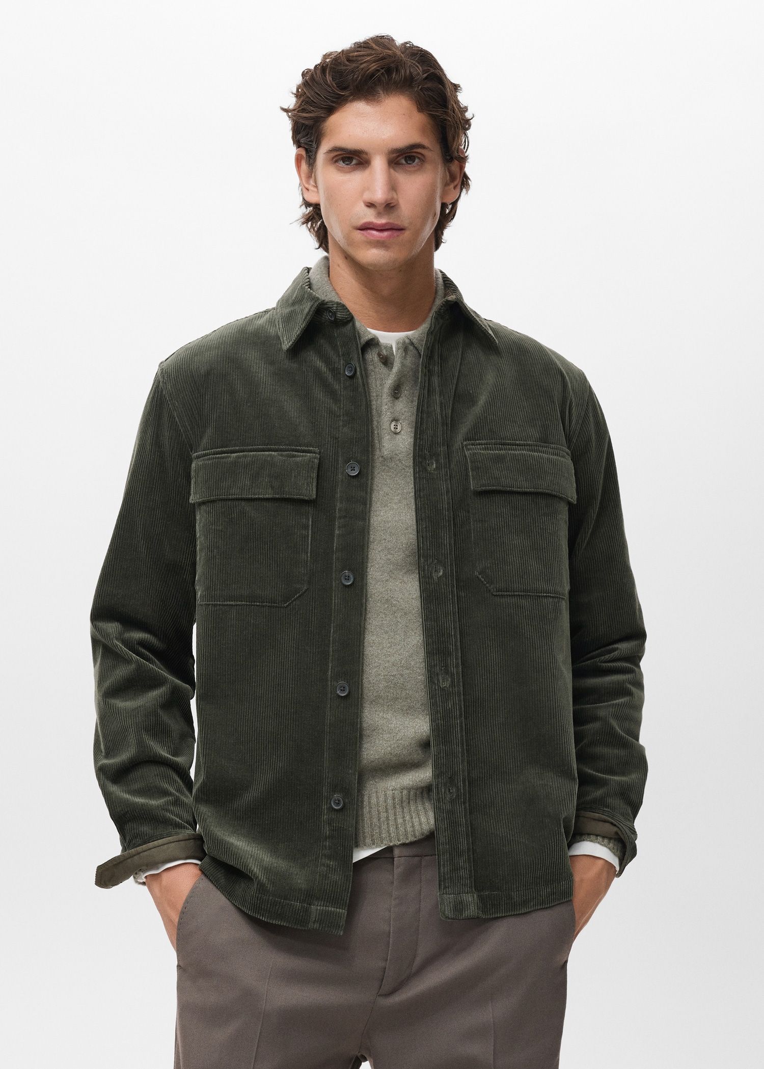  Corduroy overshirt with pockets - Men | MANGO USA