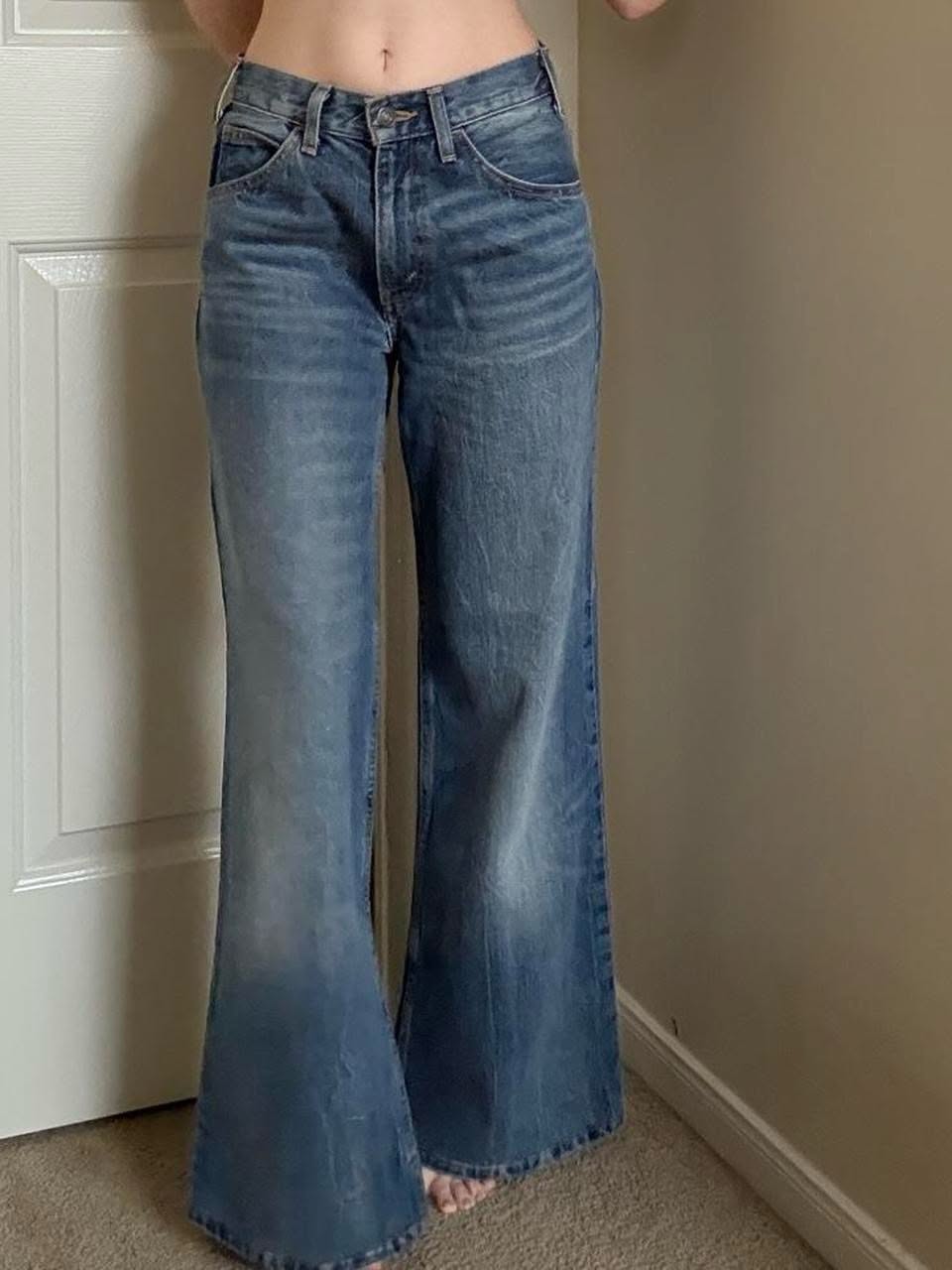 Levi's Faded Medium Blue Jeans — Vintage Wash, Five-pocket Styling