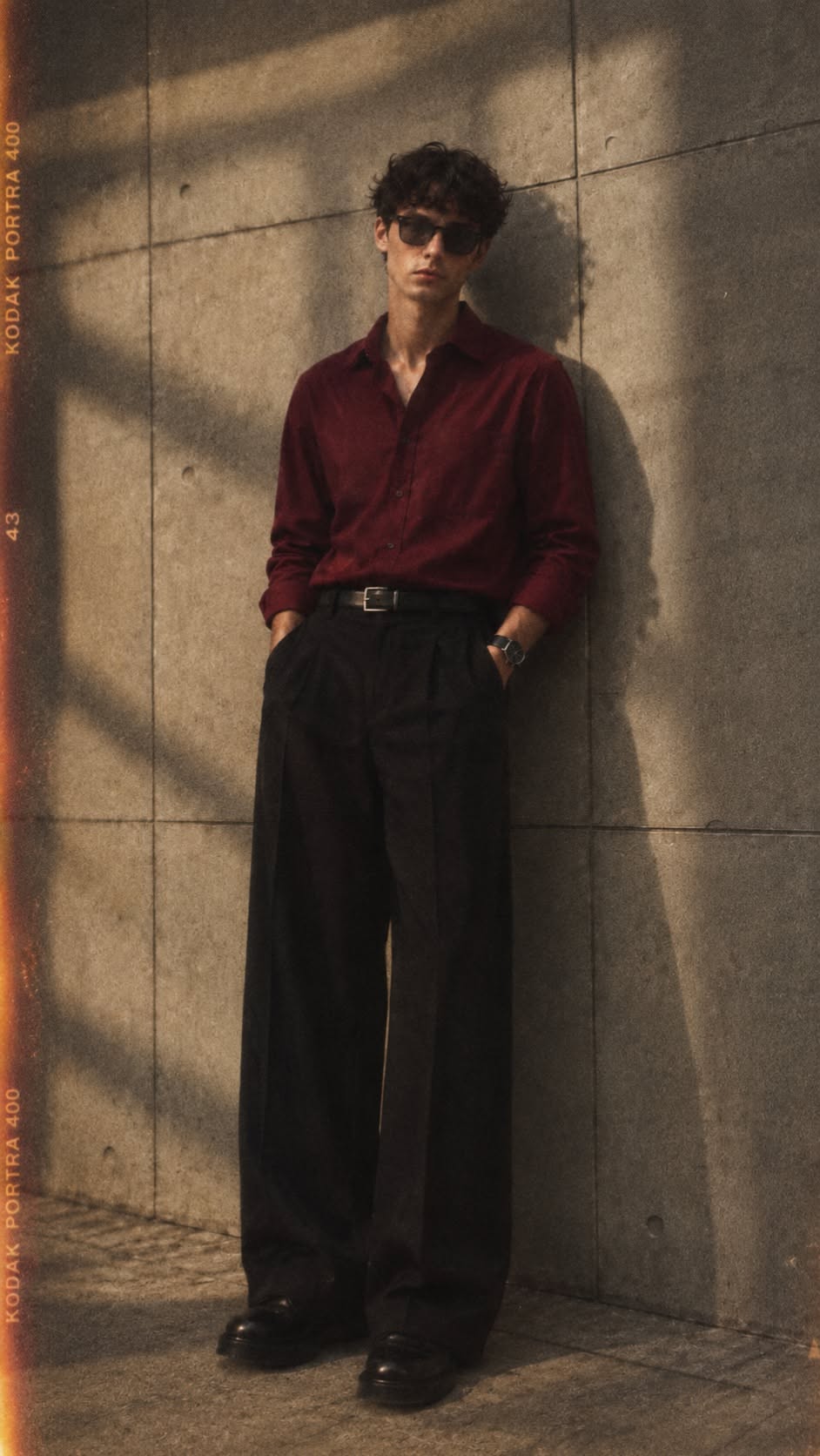 Pinkmint Burgundy Button-down Shirt — Collared, Long Sleeve, Front