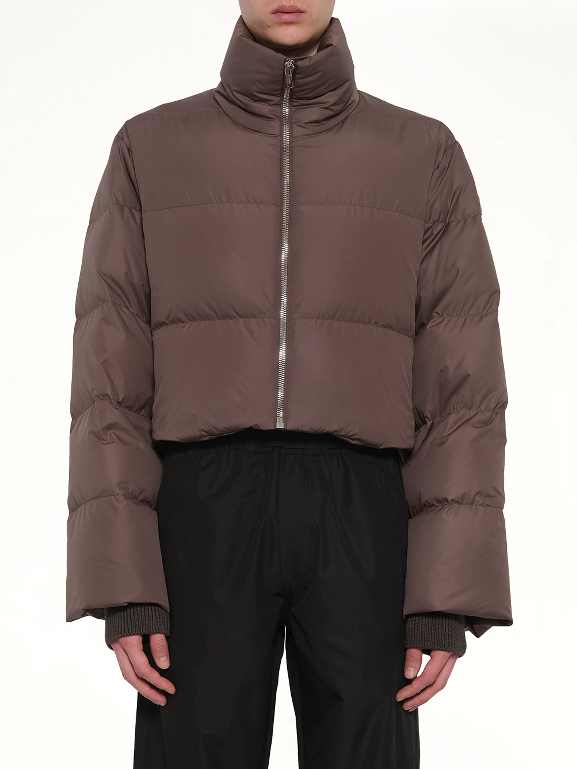 RICK OWENS Rick Owens x Moncler Cropped Cyclopic Jacket in Dark Dust