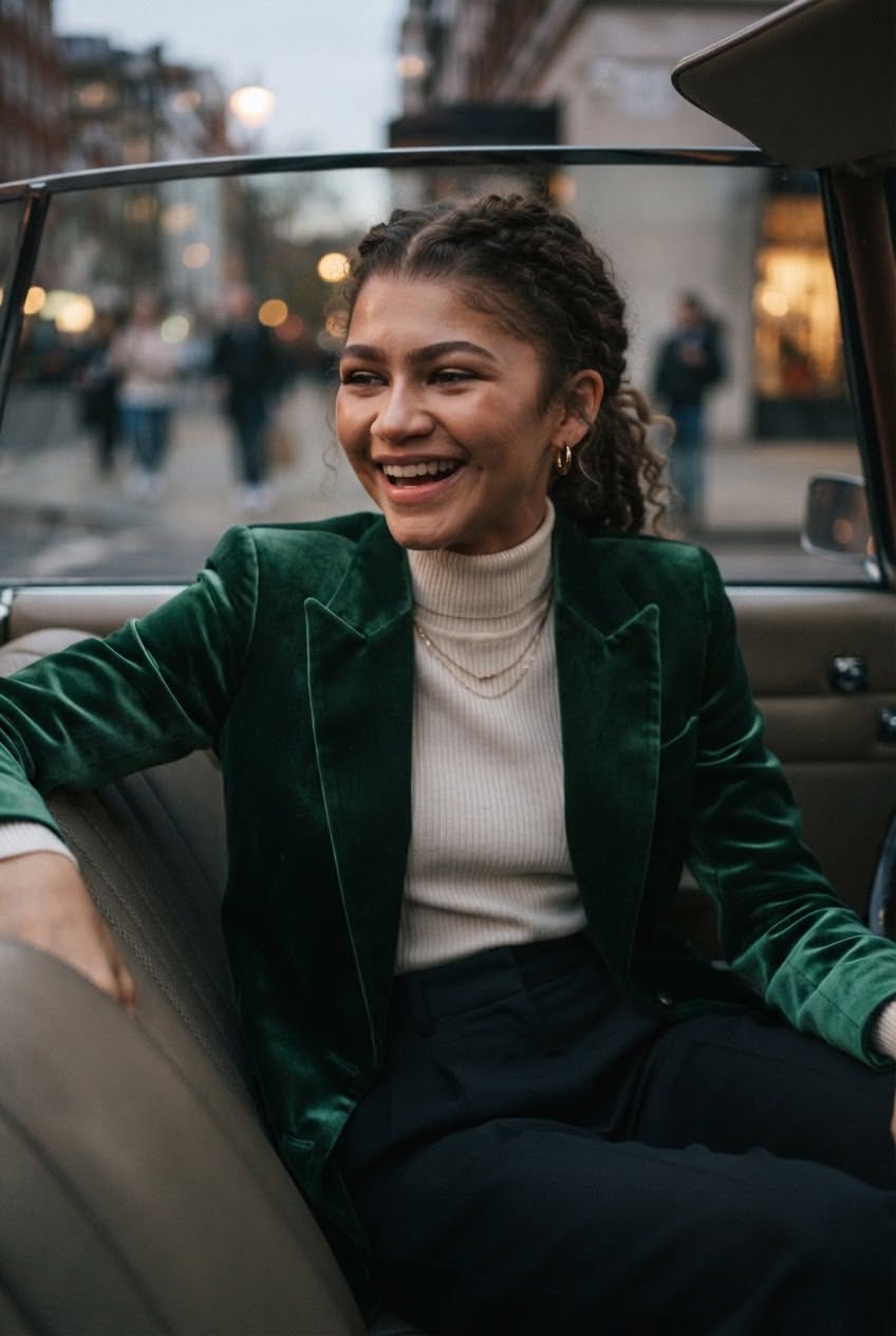 Zendaya Emerald Green Blazer — Notched Lapel, Single-button Closure