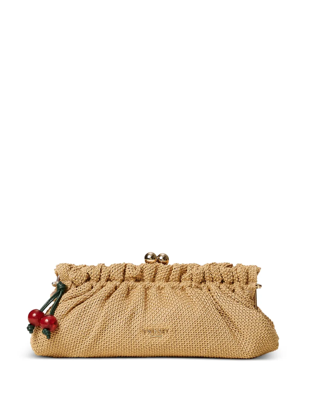 TWINSET cherry-charm embellished clucth bag