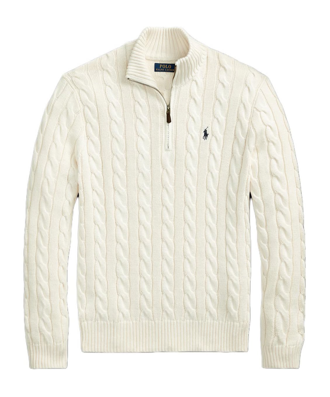 Polo Ralph Lauren Cream White Half-zip Jumper — Half-zip Placket