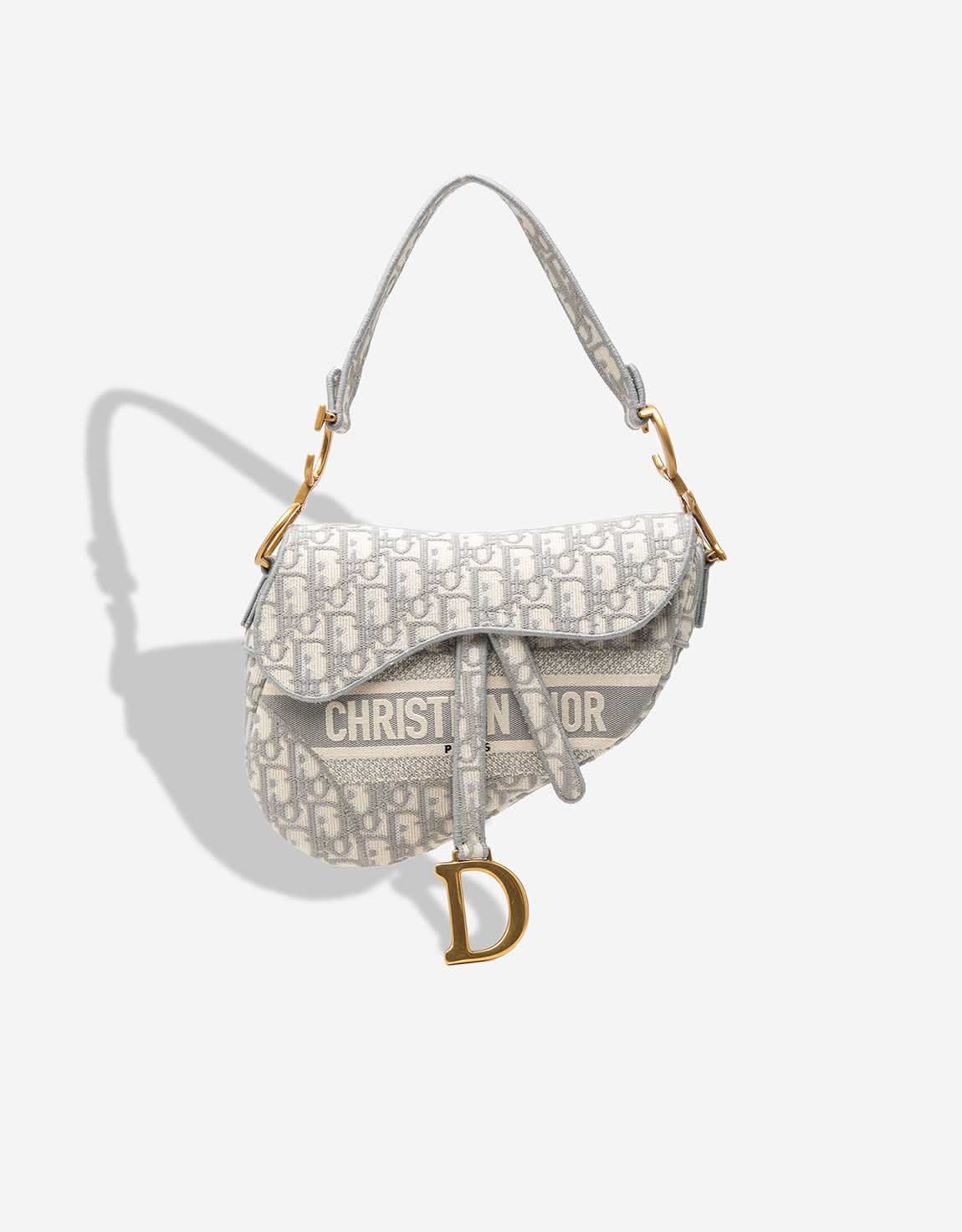 Dior Gray and White Shoulder Bag — Iconic Saddle Shape, Christian