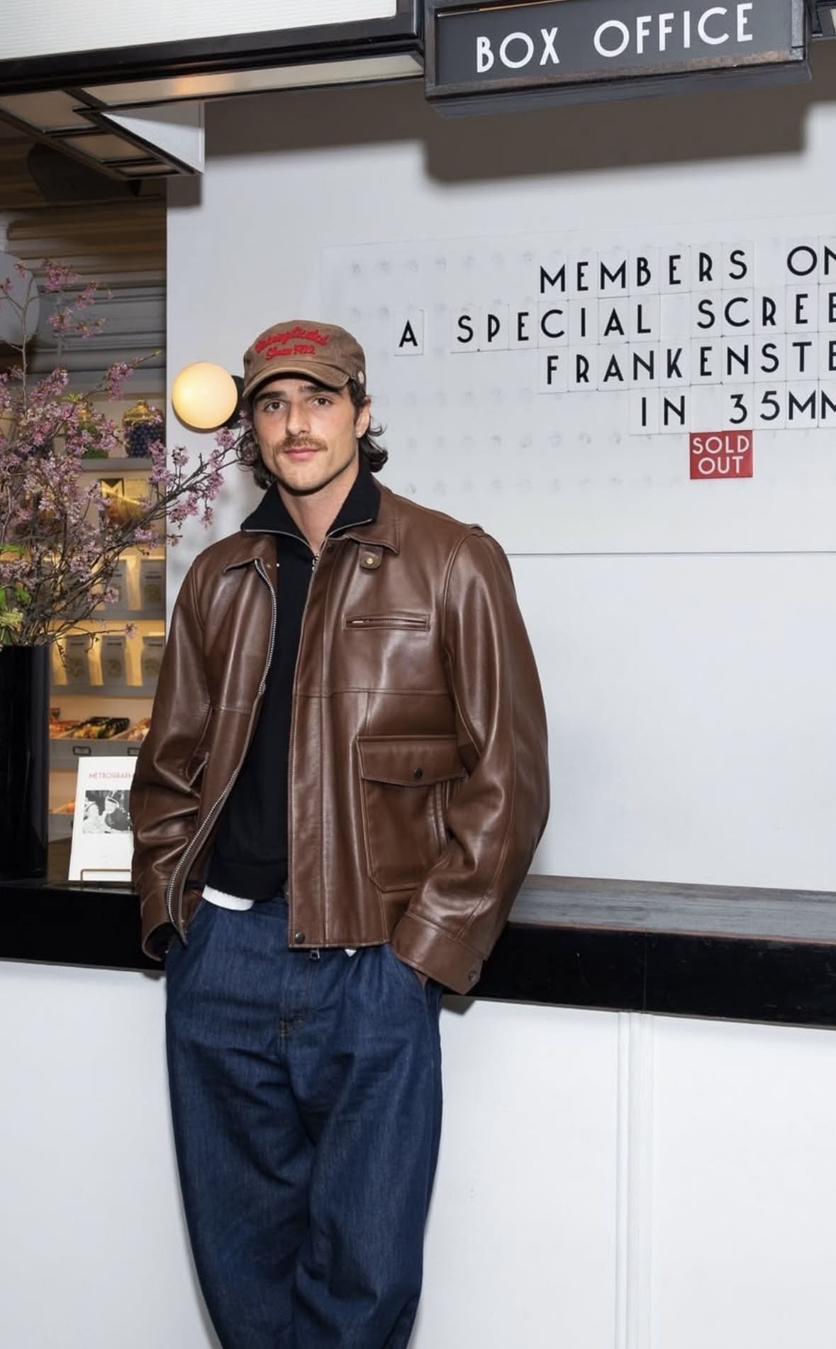 Jacob Elordi Brown Leather Jacket — Shirt Style Collar, Front Zipper