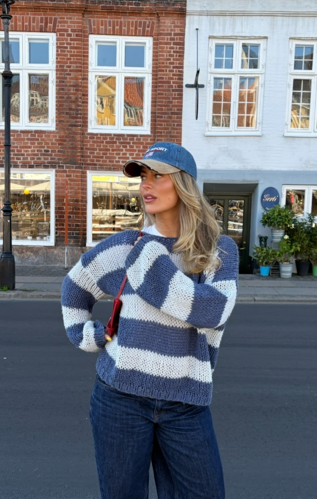 Navy Forget me Not Stripe Jumper
