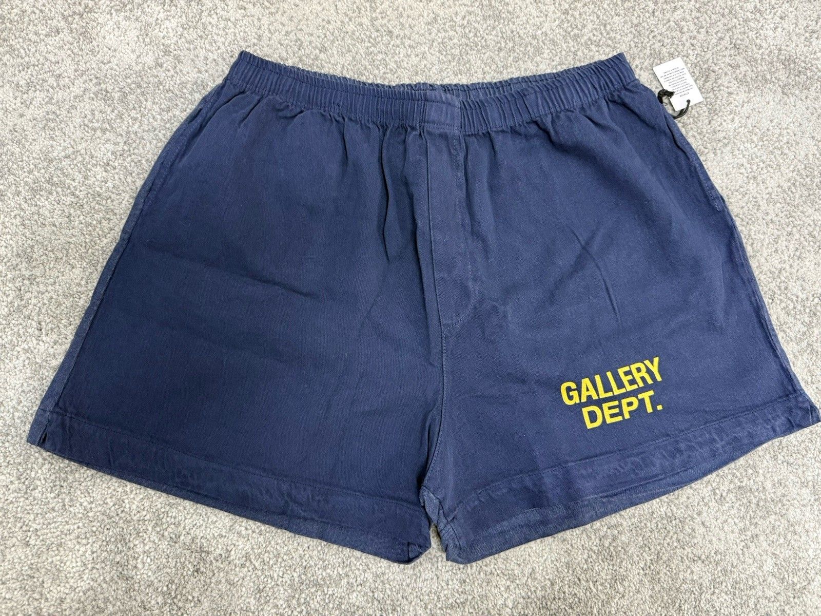 Gallery Dept. Navy Blue Shorts — Elastic Waistband, Yellow Gallery