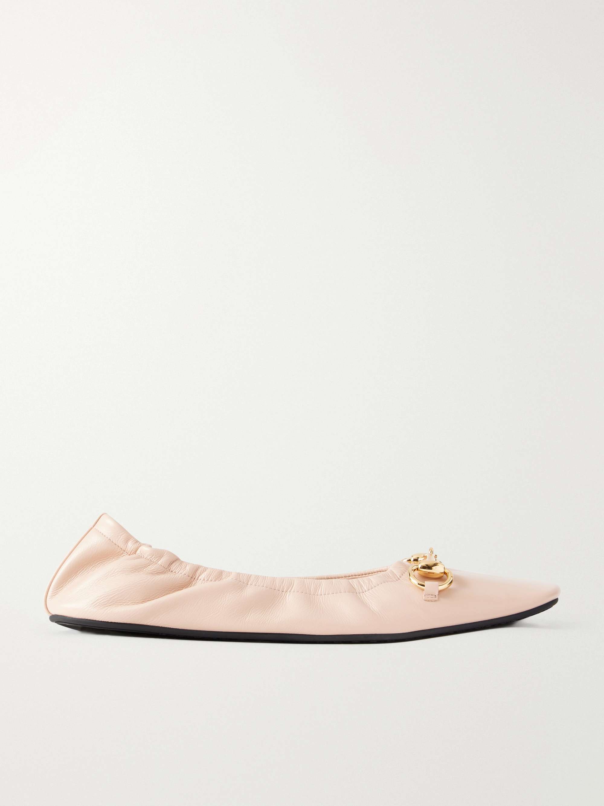 GUCCI Prima Horsebit-embellished Leather Ballet Flats