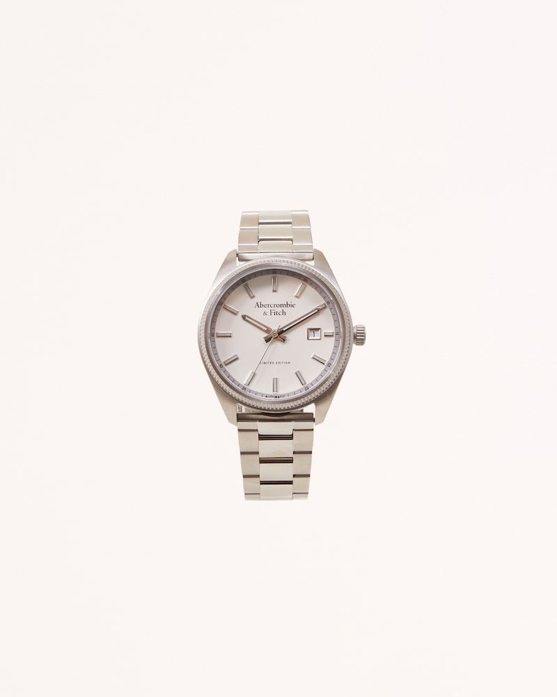 Abercrombie & Fitch Silver-toned Metal, White Dial Watch — Fluted