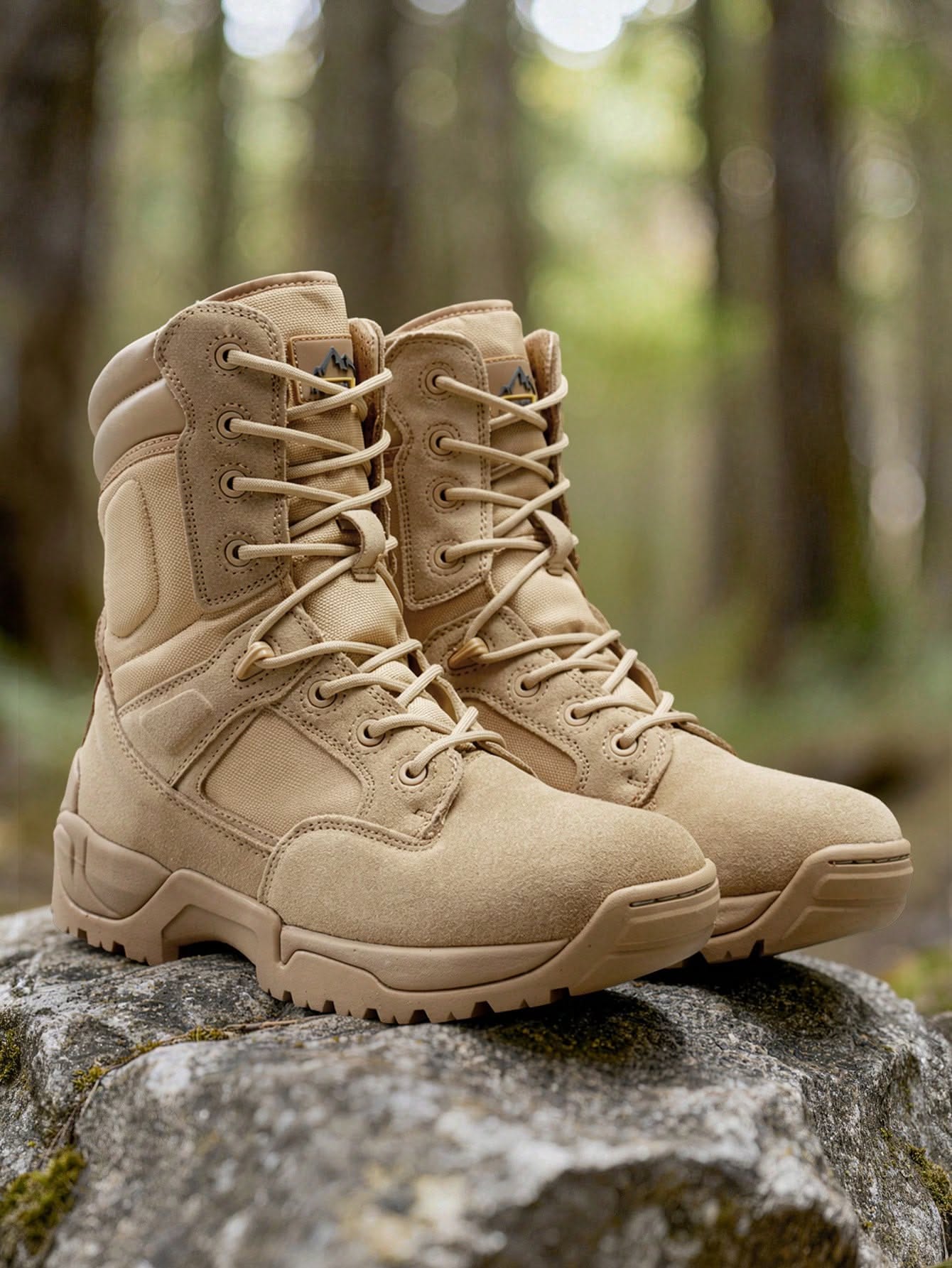 Casual Tan Tactical Boots — Lace-up, Padded Collar, Lug Sole