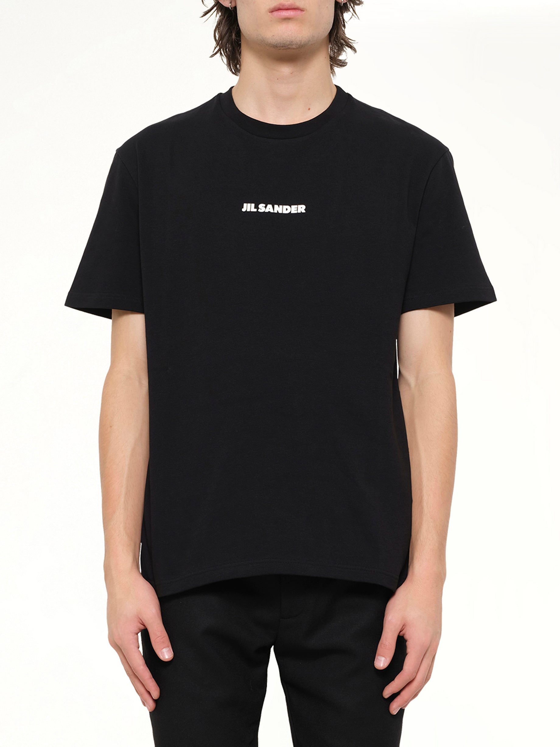 JIL SANDER Crewneck Small Logo  T-Shirt in Black