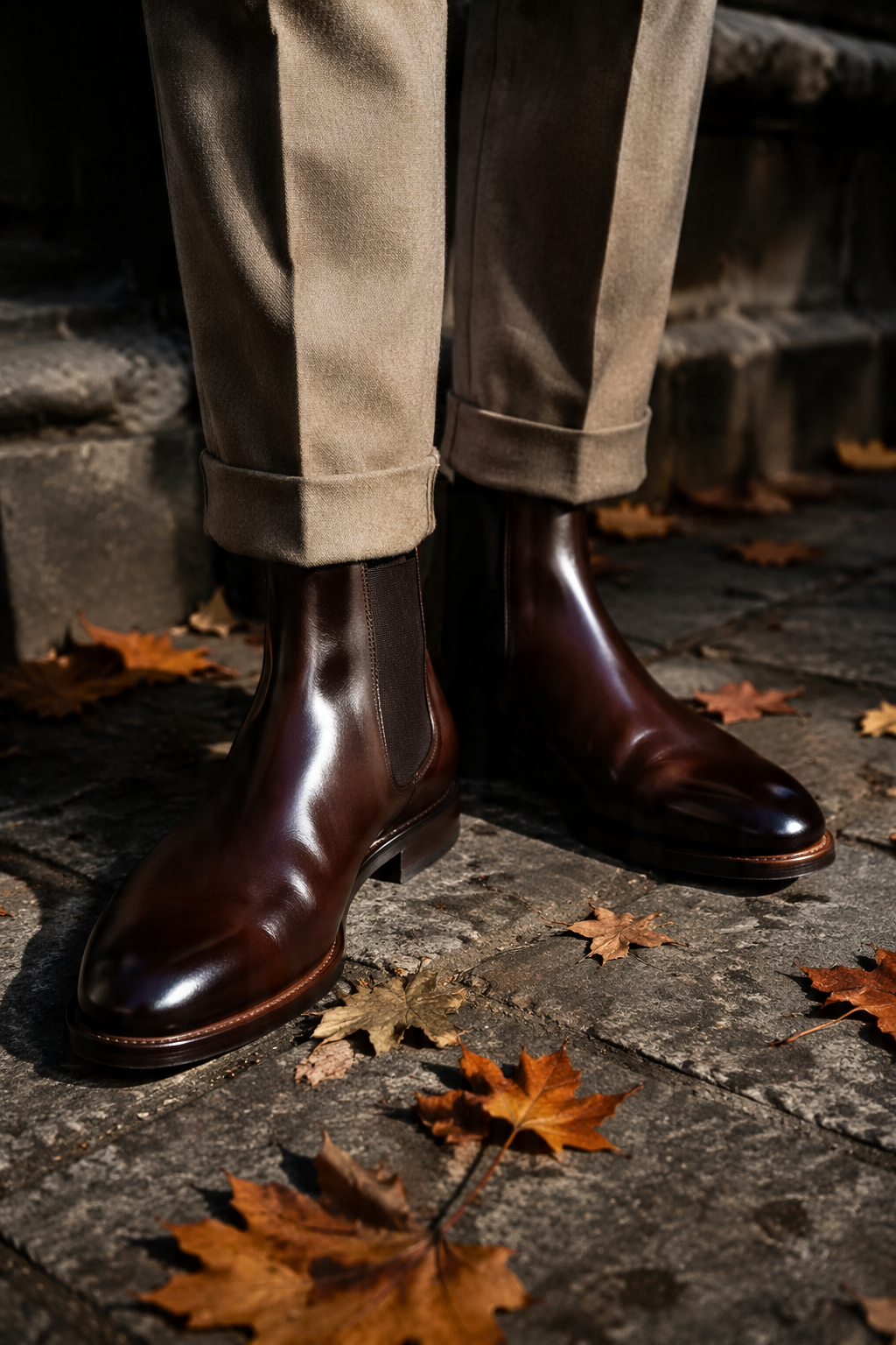 Luxury Dark Brown Chelsea Boots — Elastic Side Panels, Pull Tab
