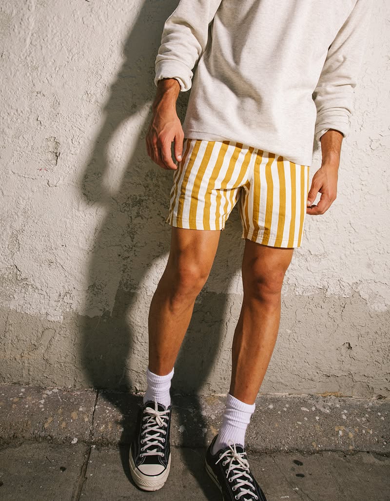 RSQ Mens 6" Nylon Shorts - White/gold