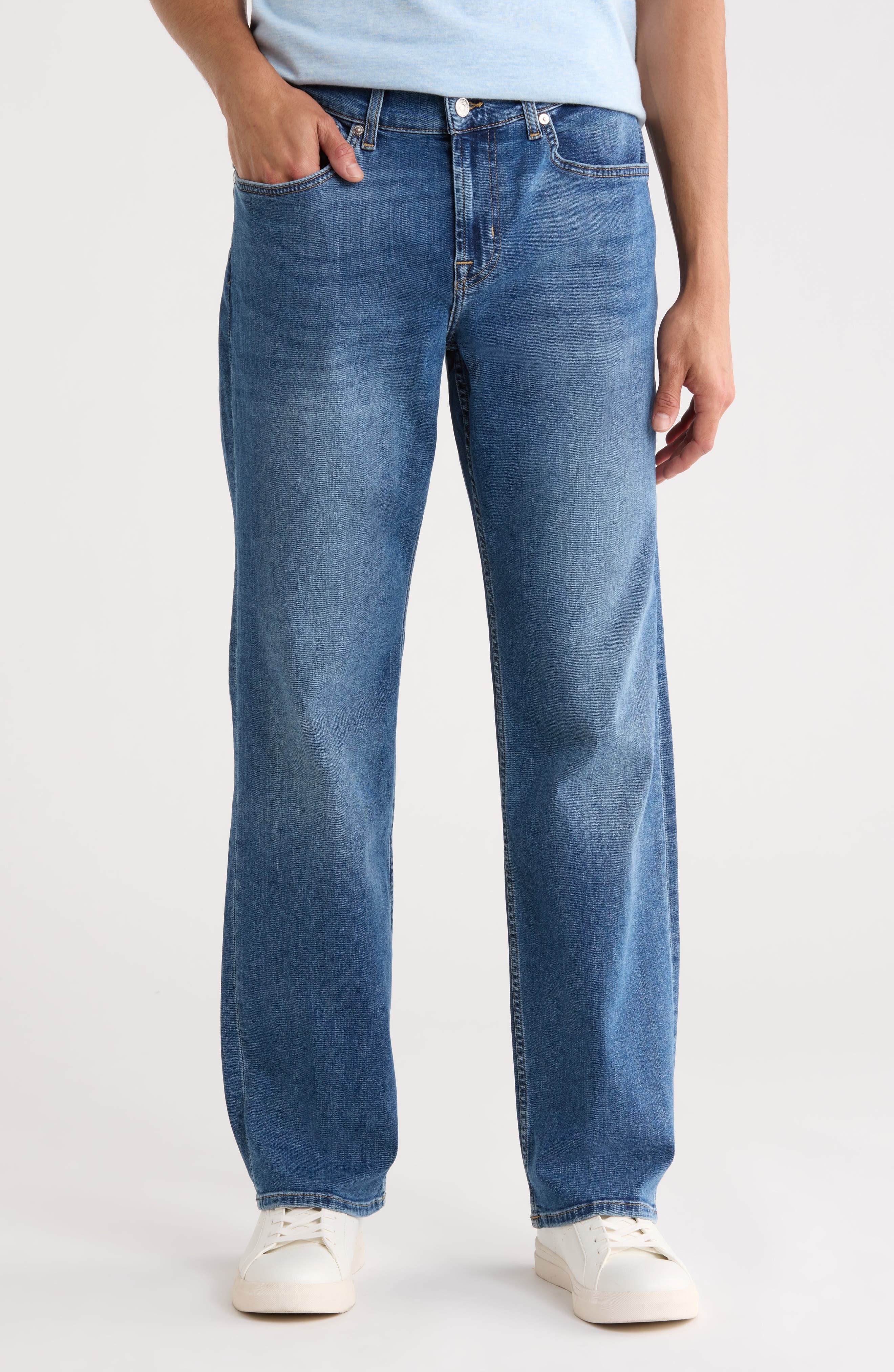 7 for All Mankind Medium Wash Blue Denim Jeans — Fading