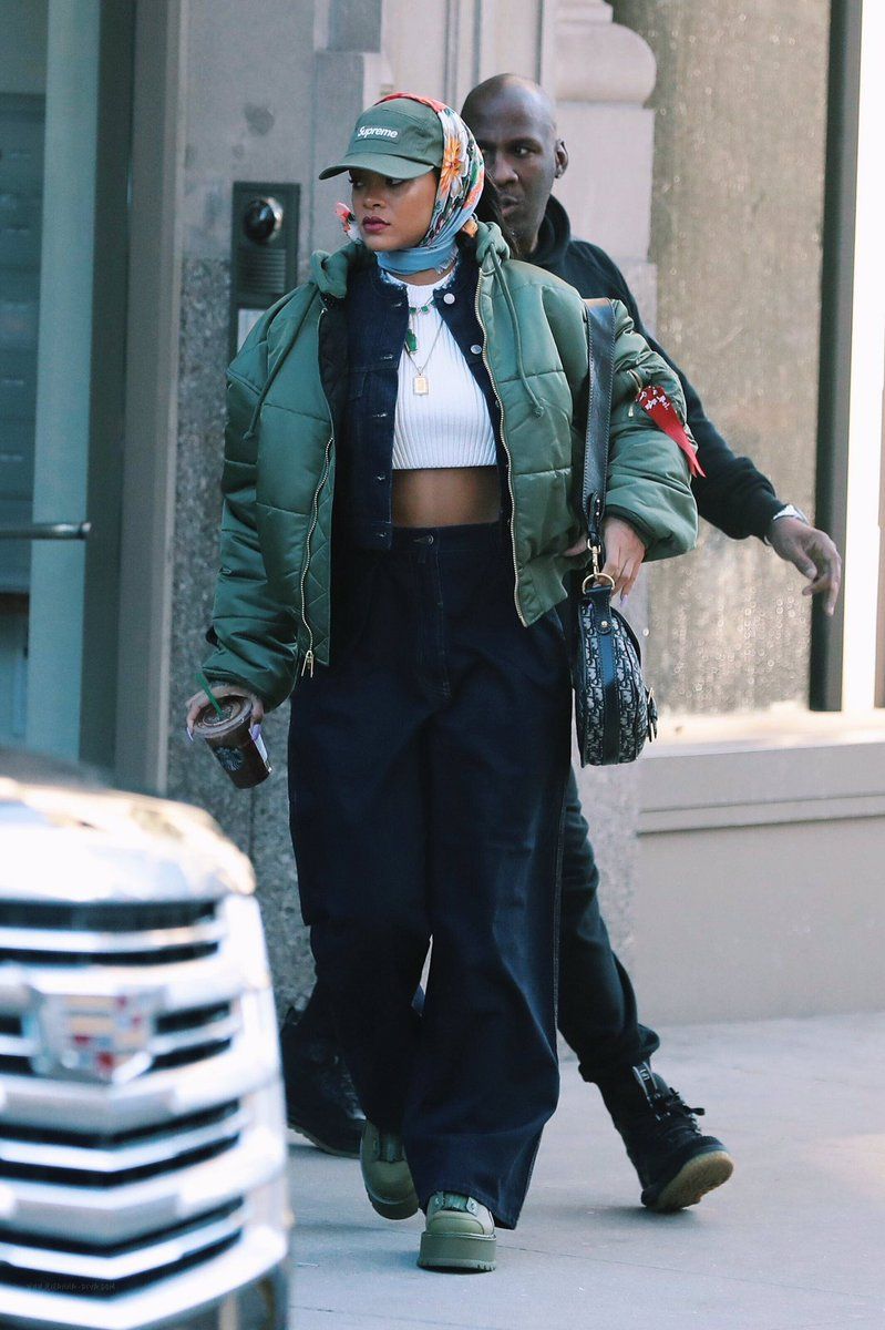 Rihanna Sage Green Bomber Jacket — Full Zip Front, Ribbed Collar