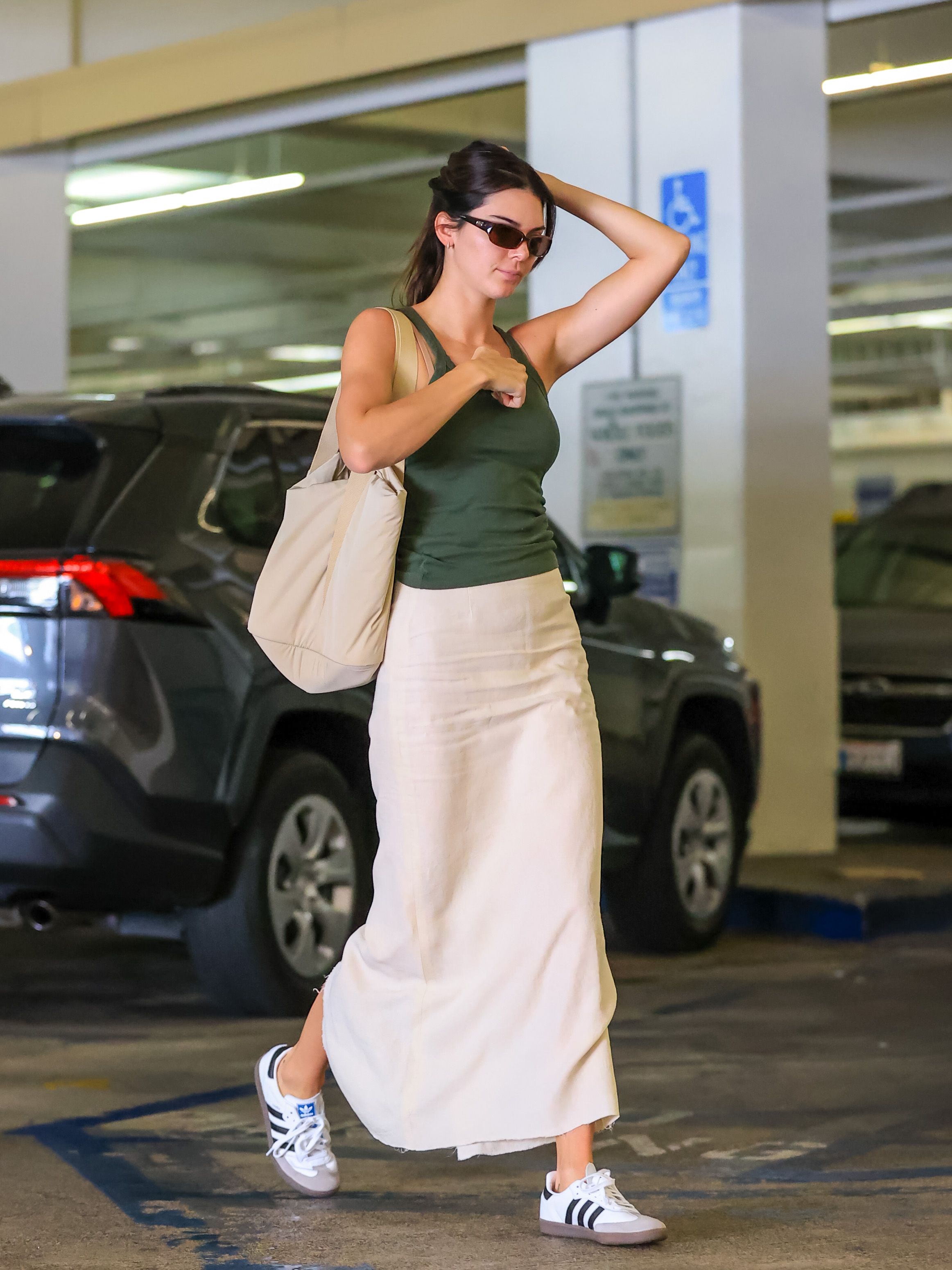 Kendall Jenner Cream Maxi Skirt — High Rise, Raw Hem, Unlined