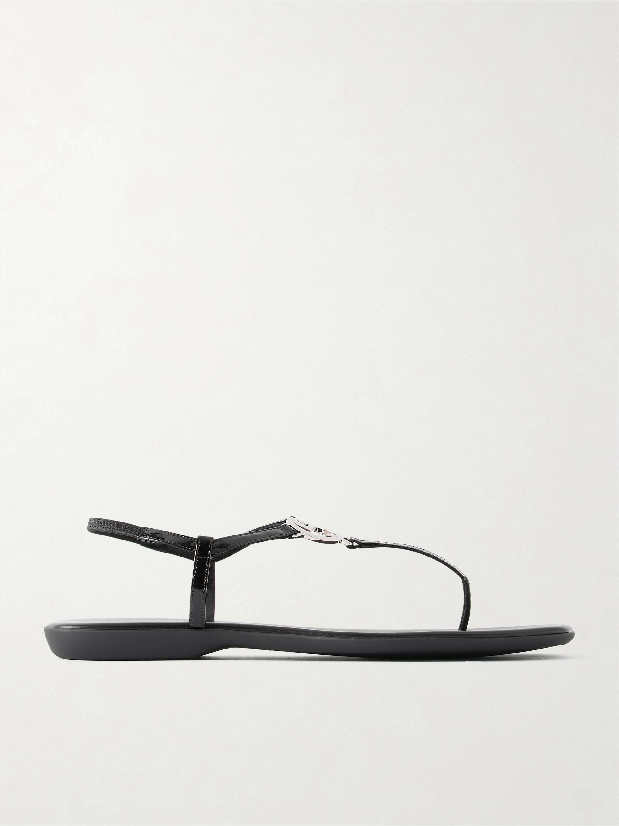 GUCCI Logo-embellished leather thong sandals