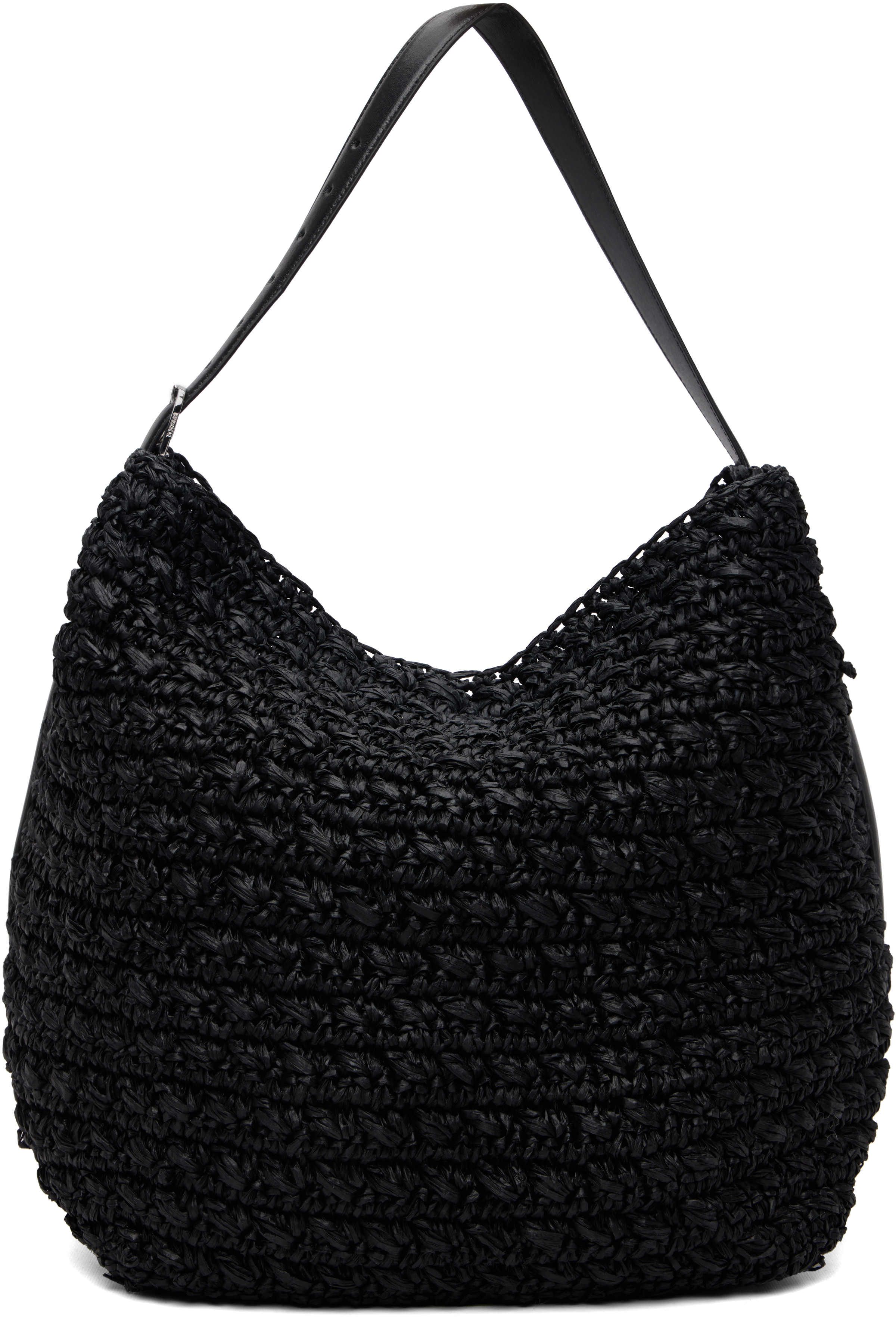 TOTEME Black Belted Raffia Tote