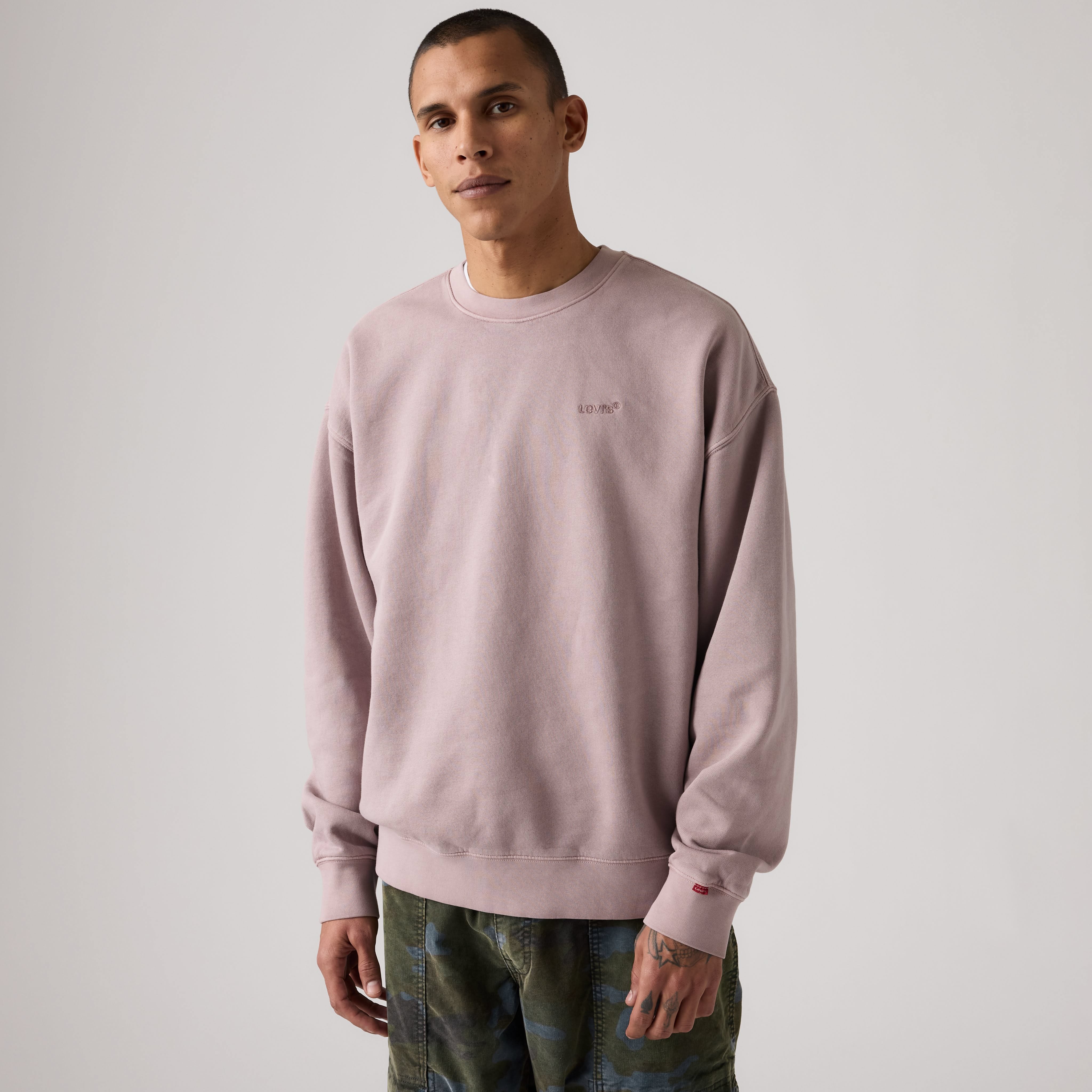 Levi's Dusty Mauve Sweatshirt — Crew Neckline, Dropped Shoulders