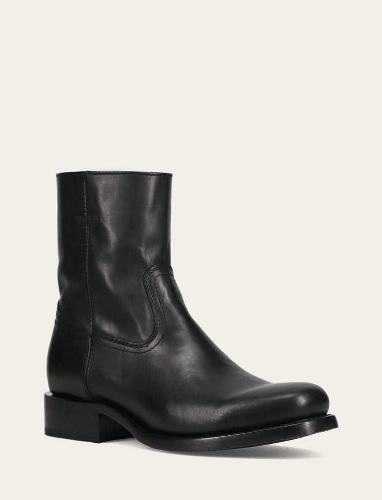 The Frye Company Black Leather Boots — Rounded Square Toe, Ankle