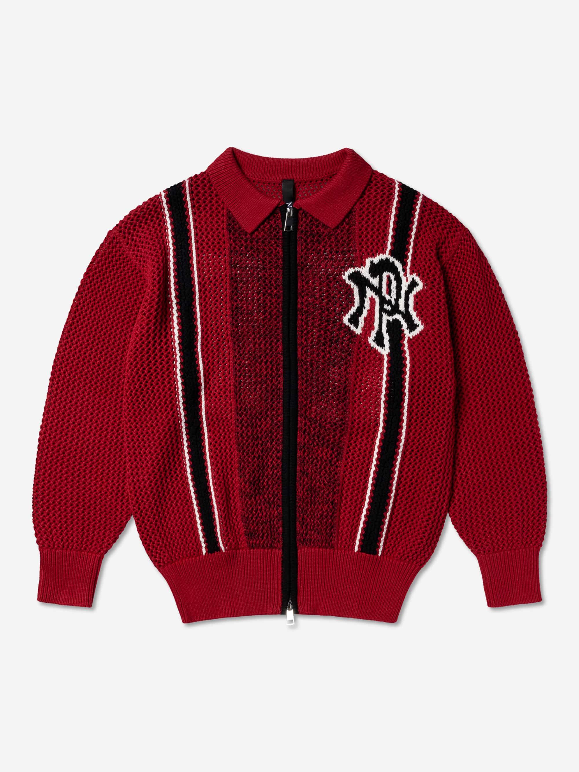 No Problemo Cherry Red with Black and White Accents Zip-up Cardigan
