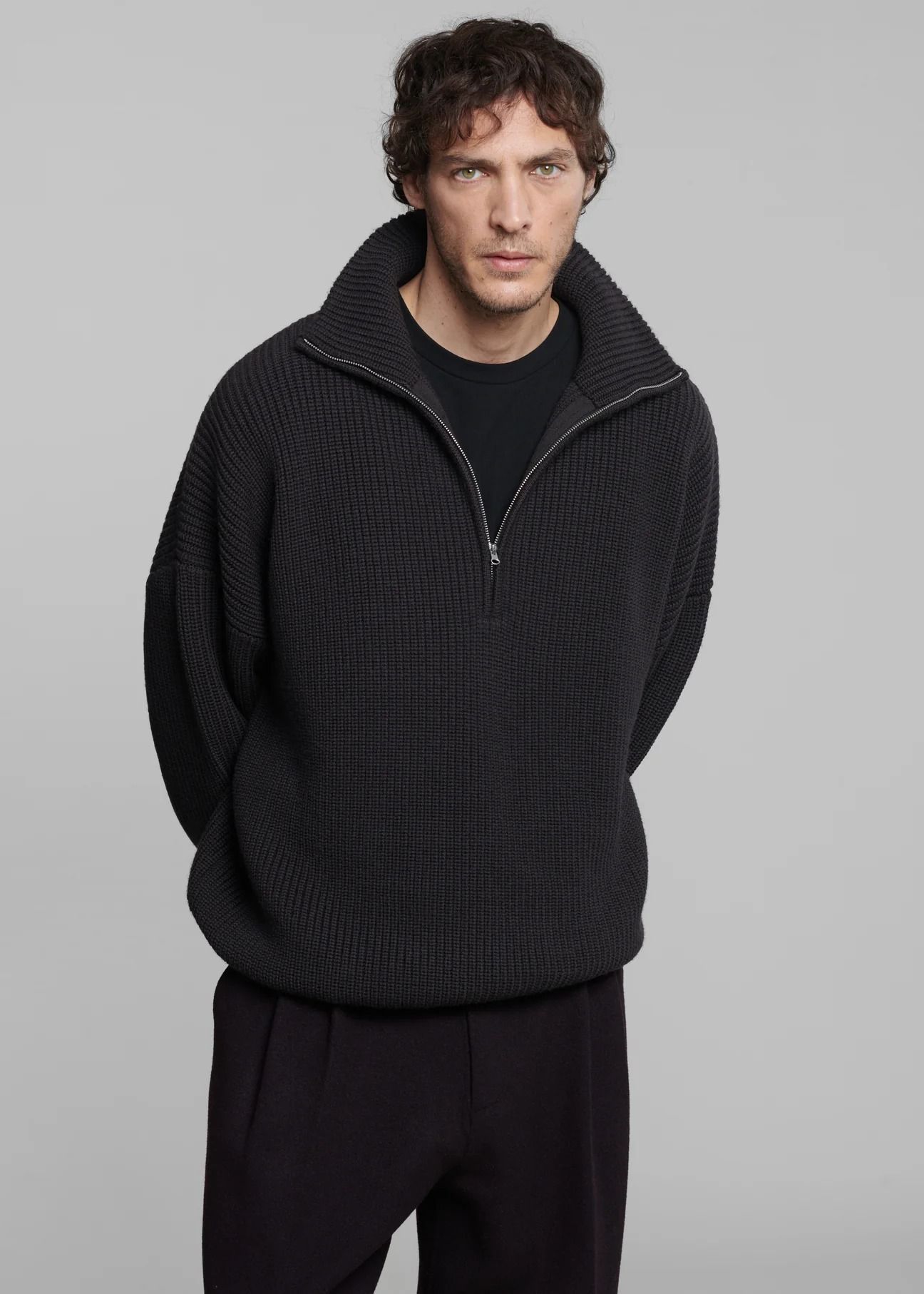 The Frankie Shop Dark Charcoal Gray Quarter Zip Jumper — Quarter Zip